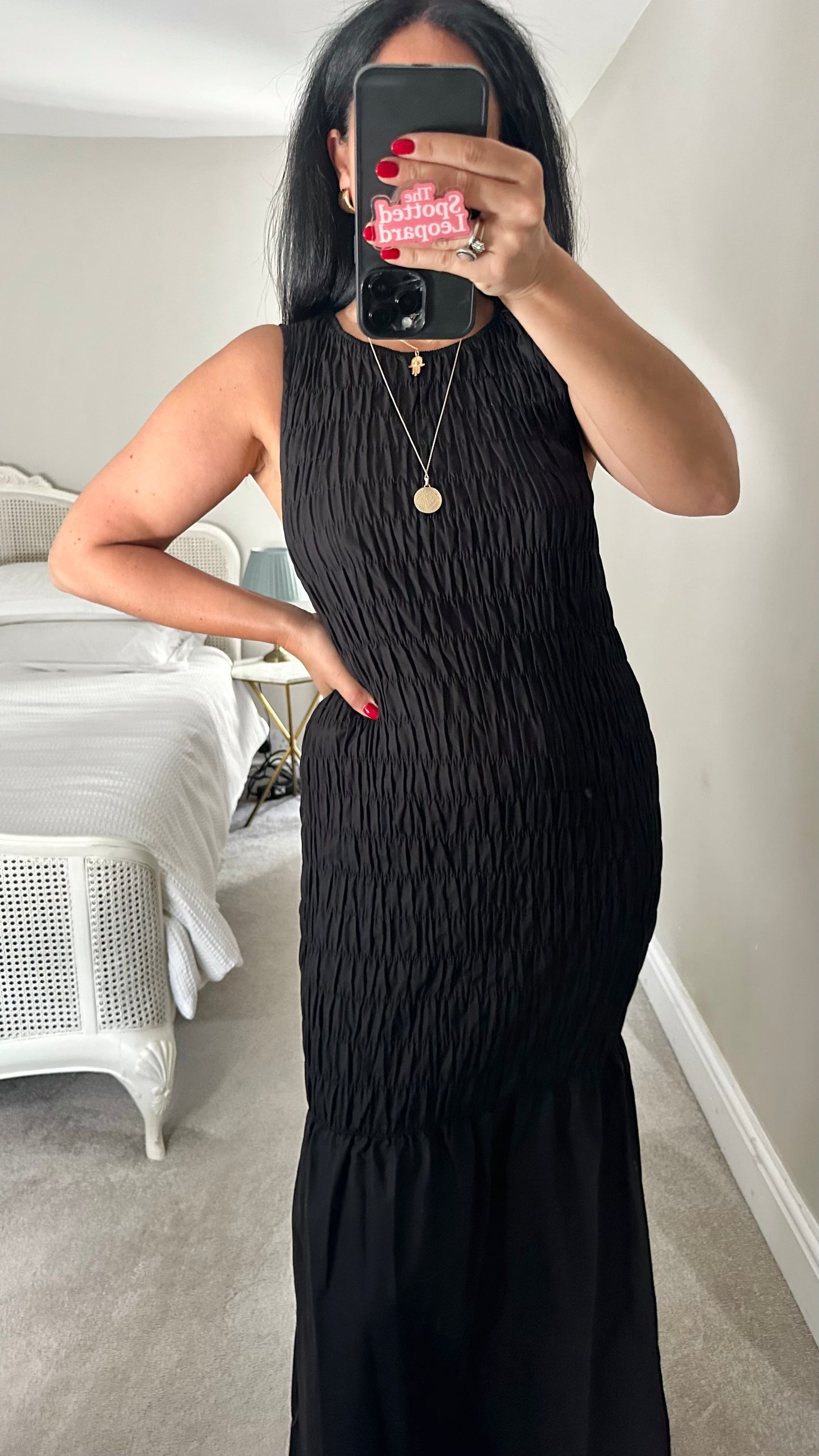 Topshop black cotton maxi dress medium large new bnwt UK 10 12 14