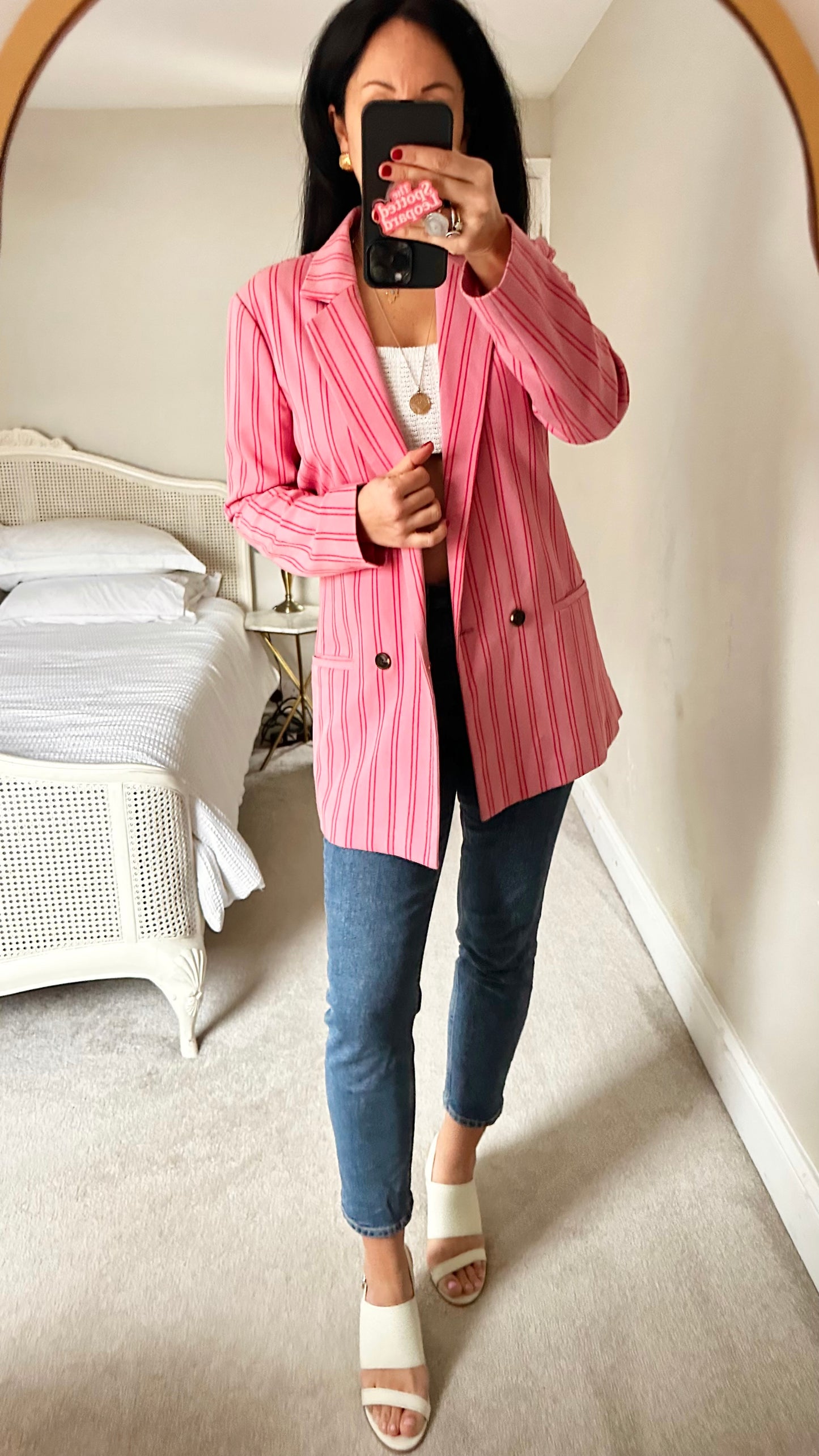 MSCH Copenhagen rose pink stripe oversized blazer jacket small UK 8-10 vgc