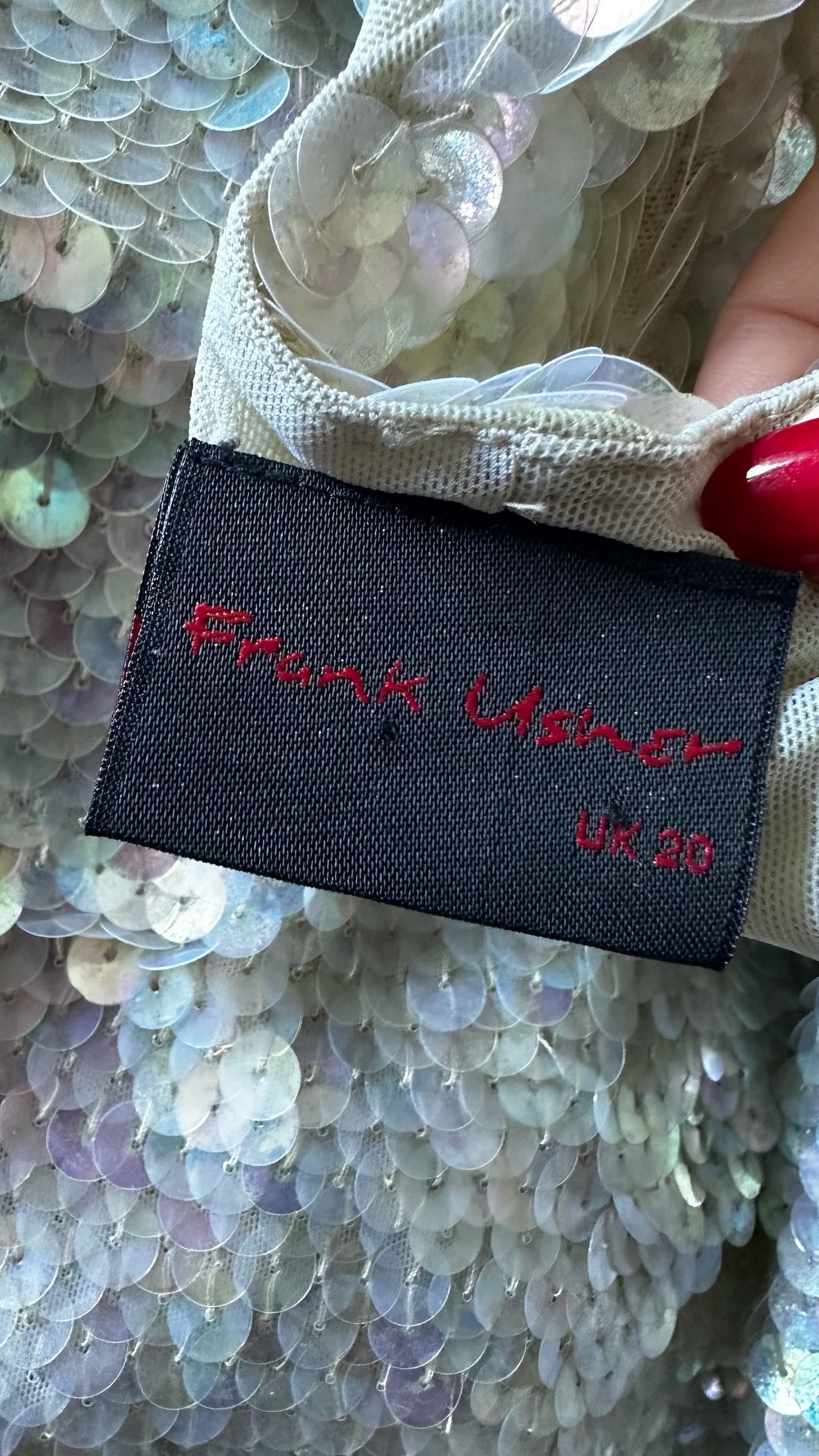 Frank usher vintage iridescent sequin cream multicolour party event top UK 14 vgc XMS25