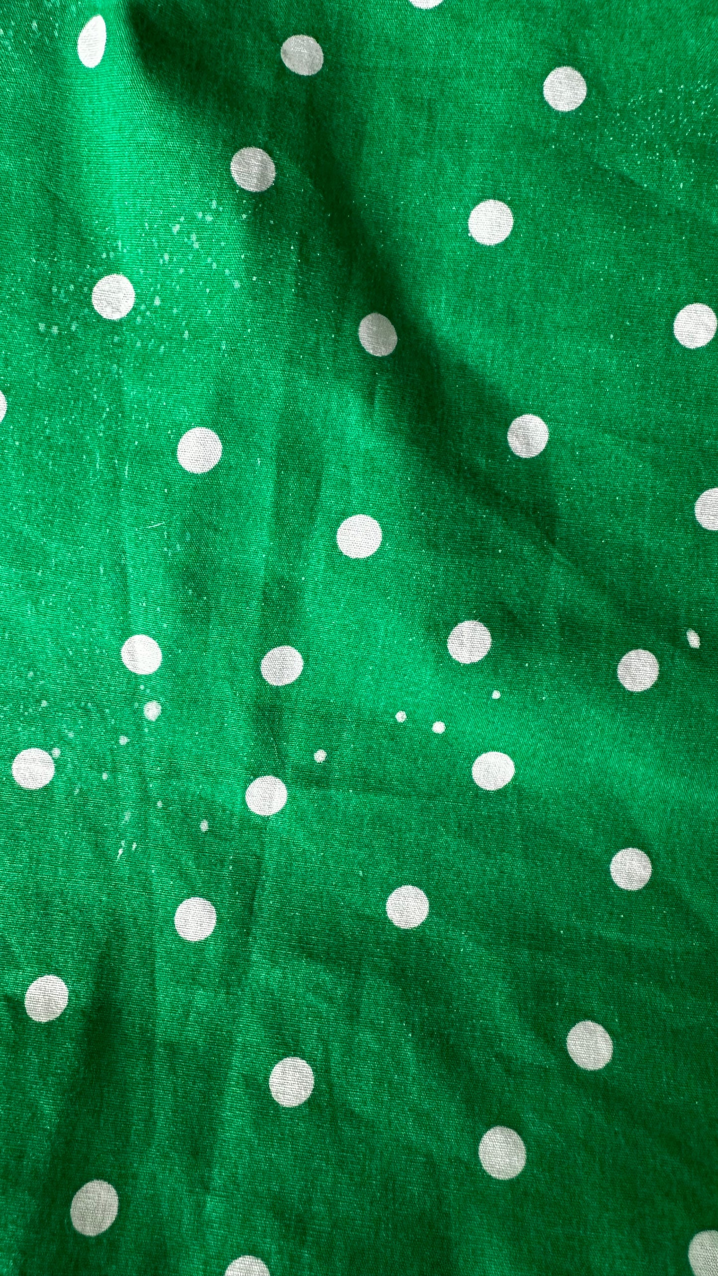 Nobody’s Child bright green white polka dot midi dress medium UK 14 vgc