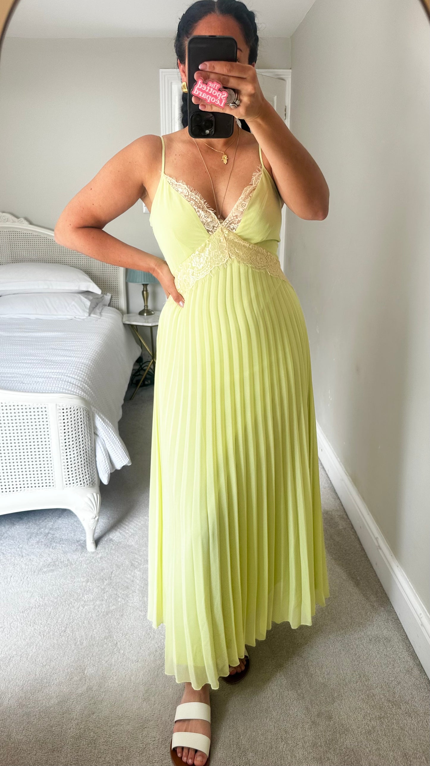 ASOS lime green lace midi dress wedding event small UK 10 vgc