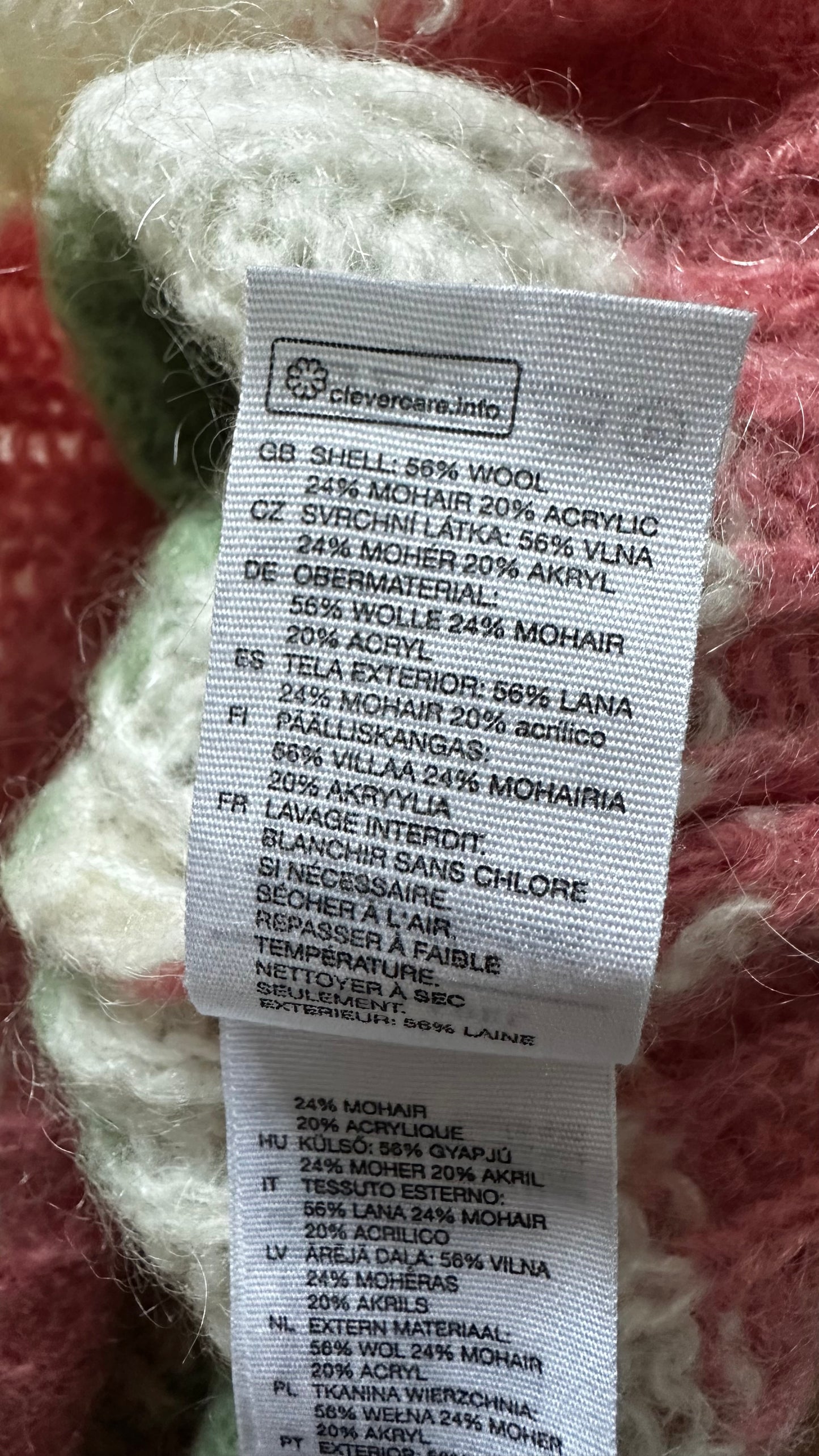 & other stories cream pink brown stripe knitted jumper mohair blend wool small UK 8-10 vgc