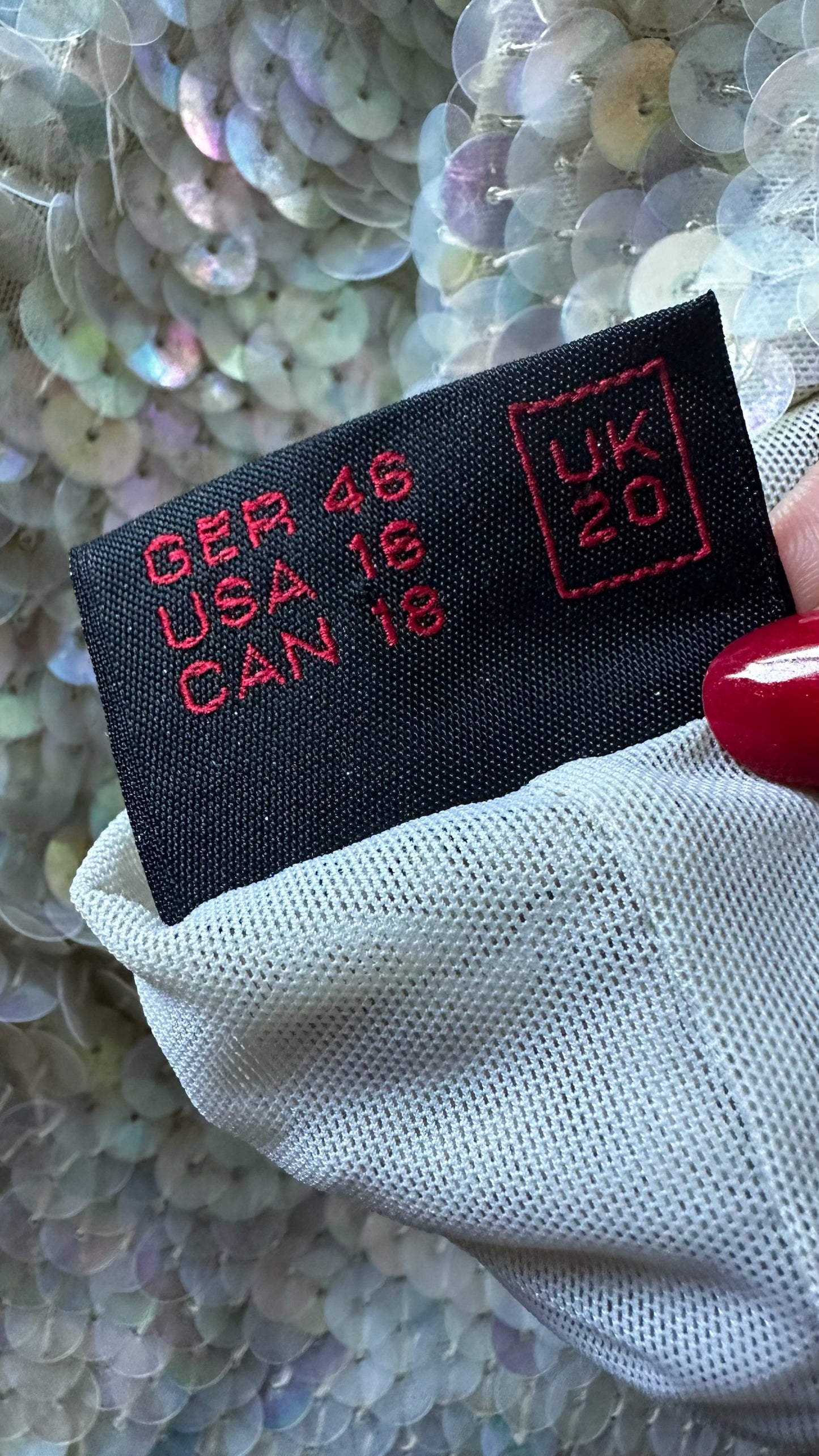 Frank usher vintage iridescent sequin cream multicolour party event top UK 14 vgc XMS25