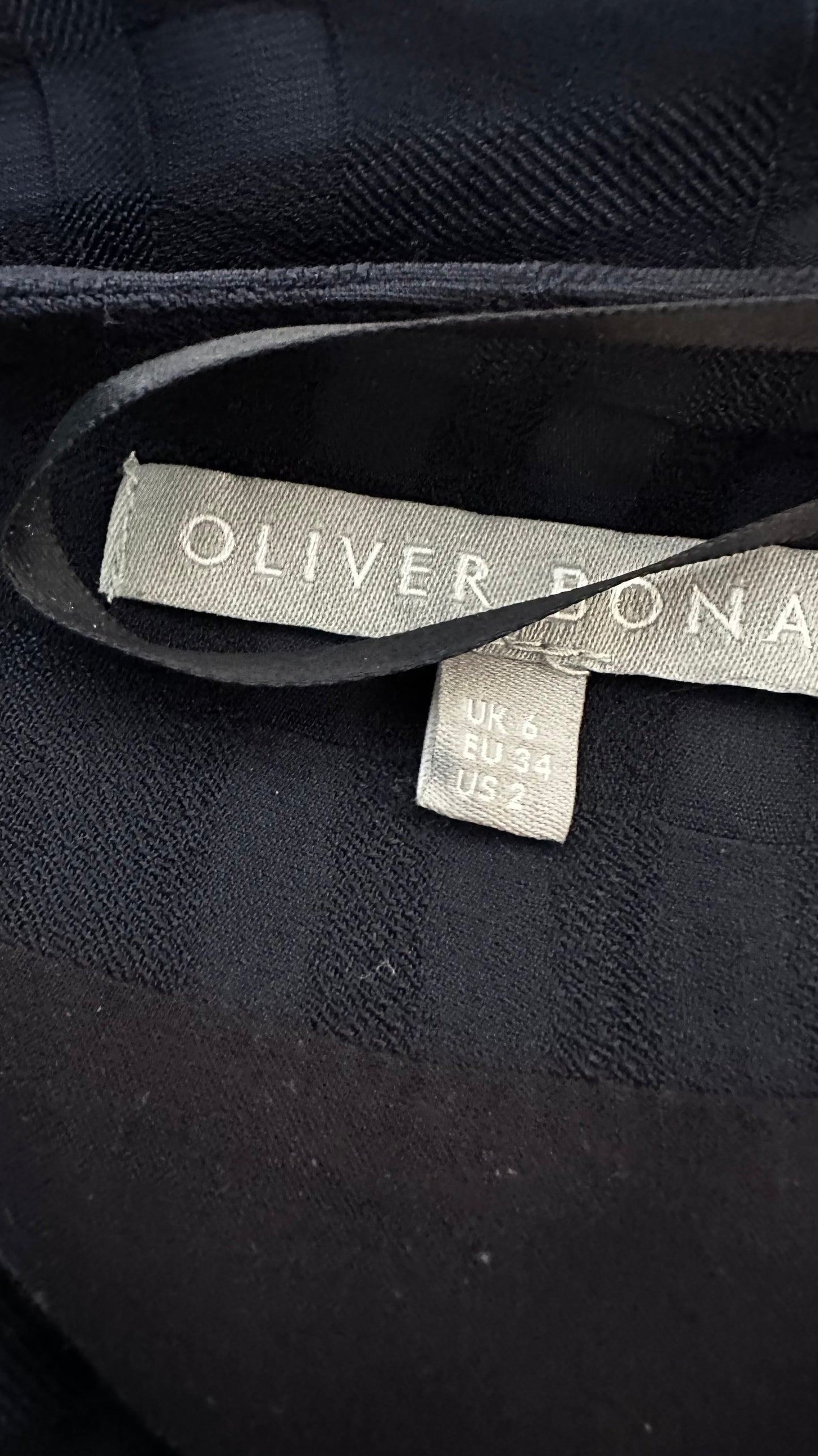 Oliver Bonas navy blue gingham check midi dress small UK 8 vgc