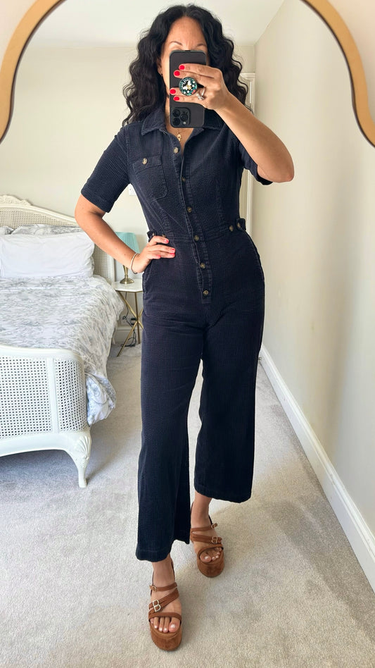 & Other Stories black corduroy button up jumpsuit playsuit small S UK 8 vgc