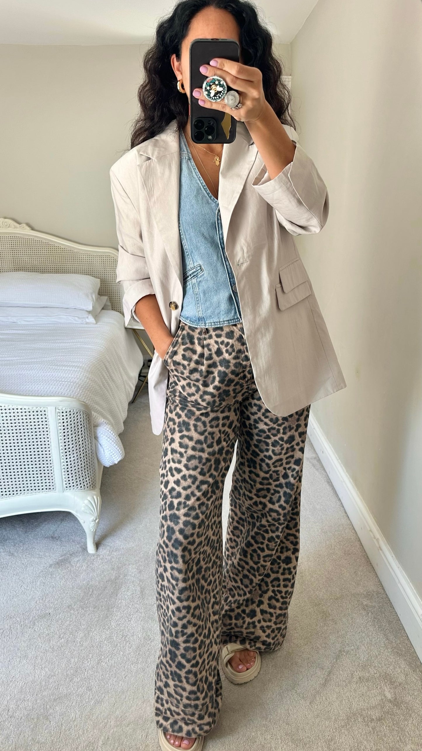 Topshop stone oversized blazer large L UK 12 excellent condition