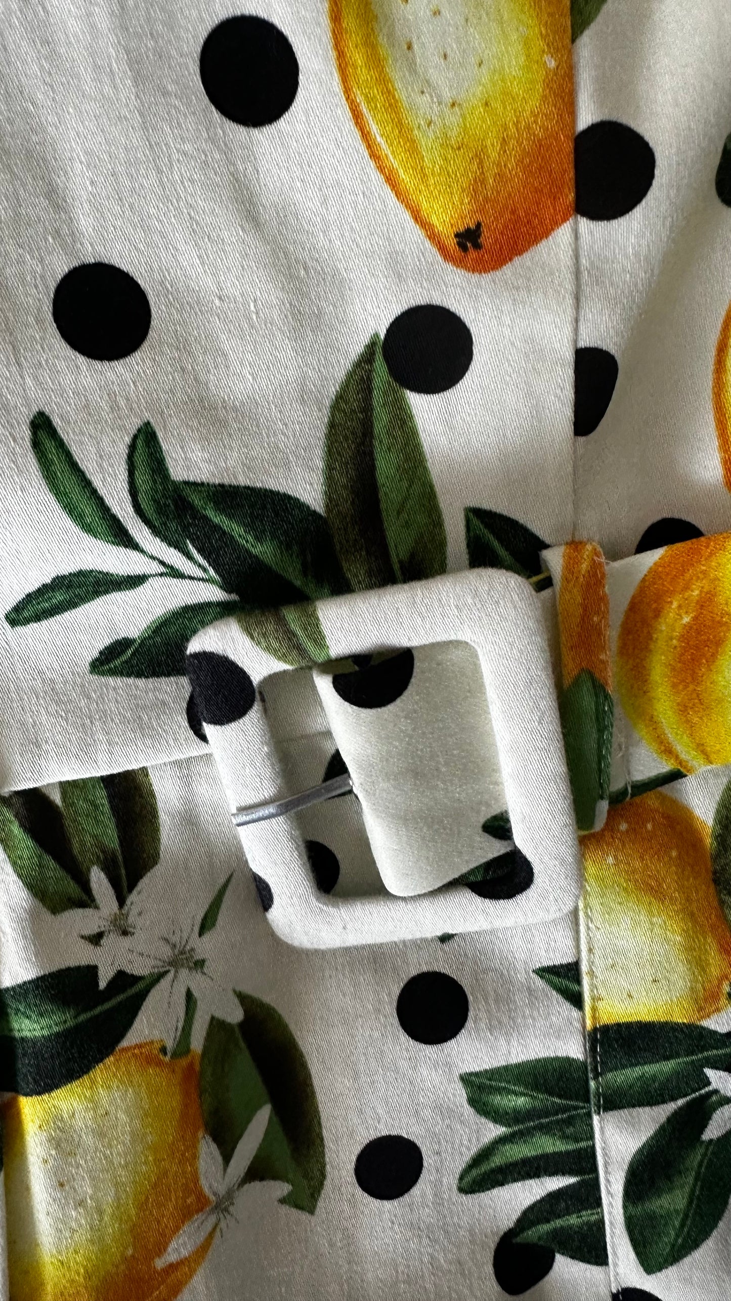 Oasis lemon print polka dot button up event dress wedding guest medium UK 14 new