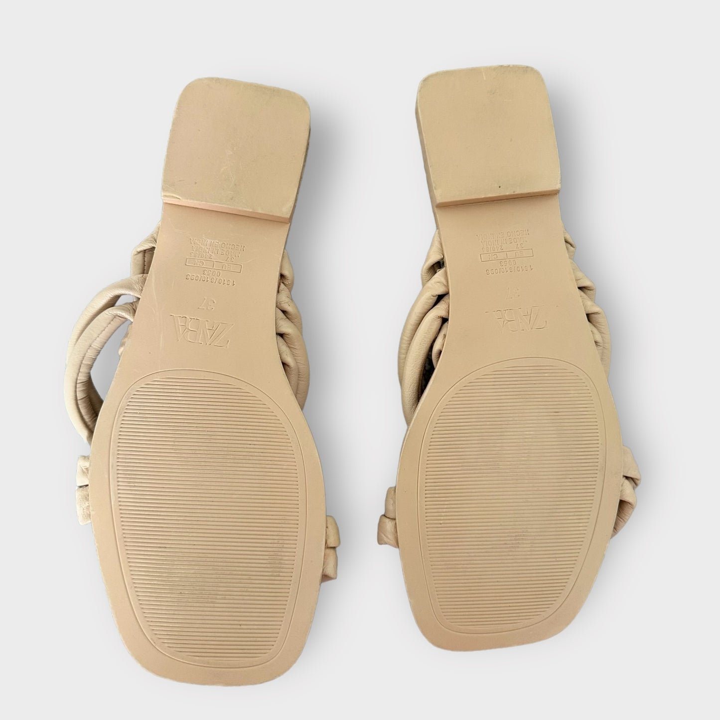 Zara beige cream knot sliders sandals shoes new UK 4 EU 37