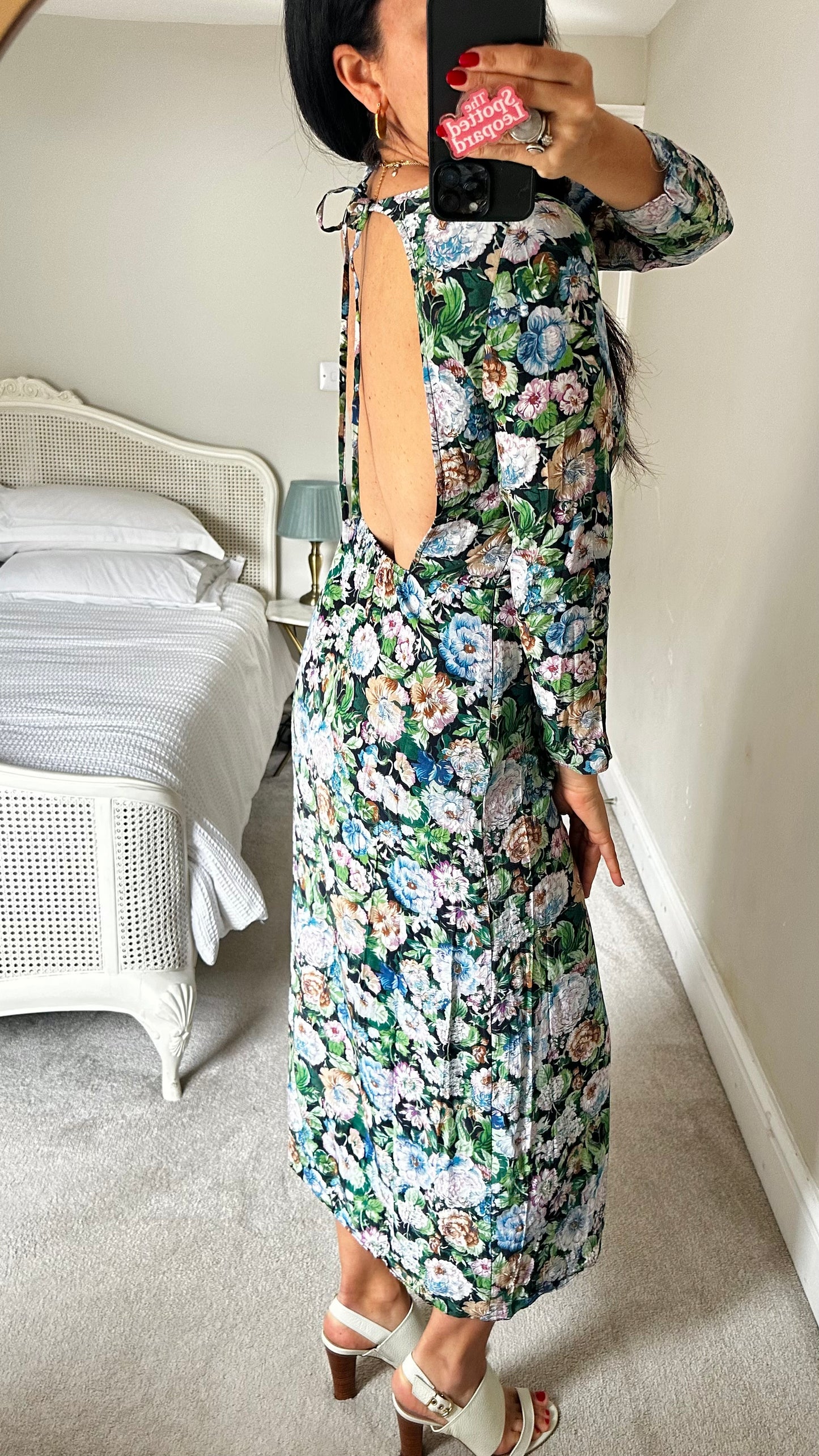 & other stories blue black backless midi long event dress medium UK 12 vgc