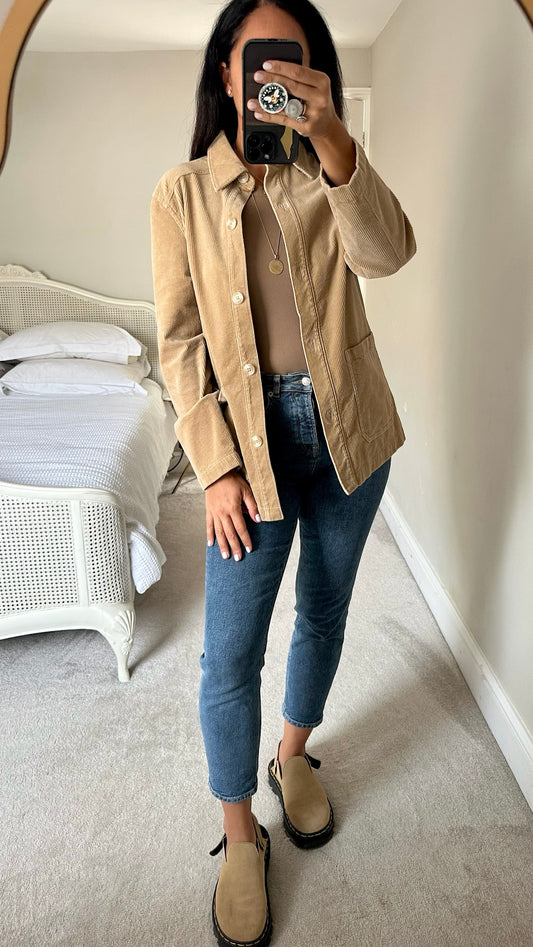 & other stories brown beige corduroy shacket overshirt small UK 8 vgc w25