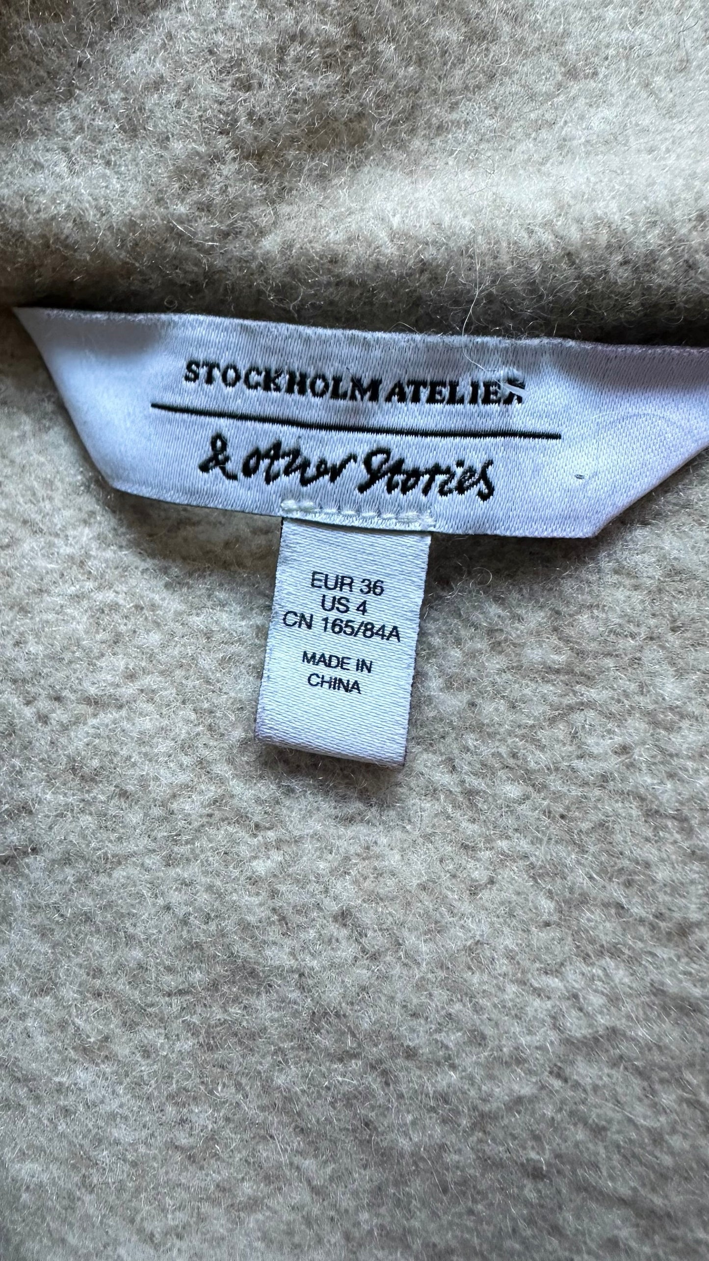 & Other stories cream beige wool blend shacket coat Small S UK 8 vgc