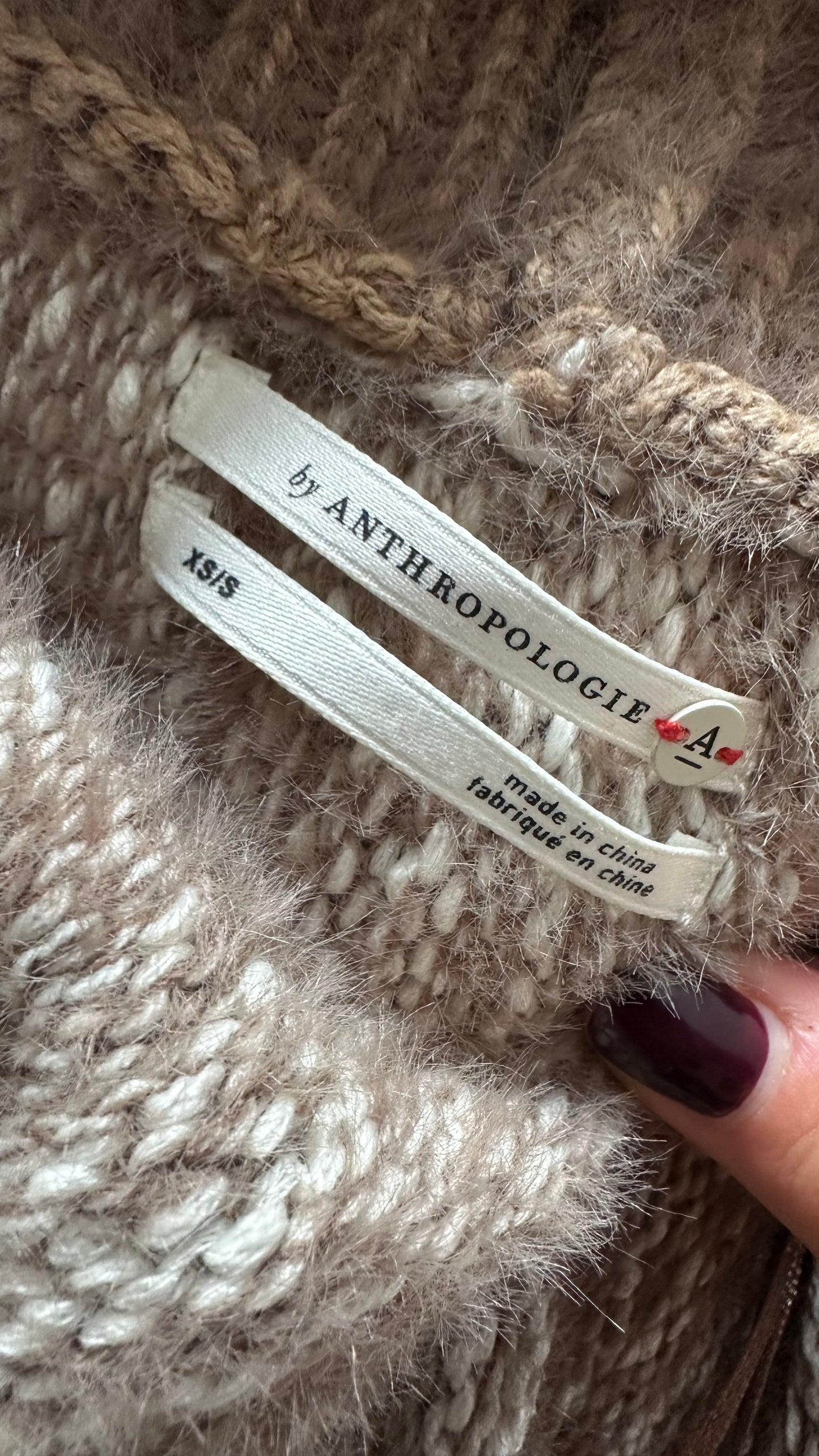 Anthropologie beige cream brown cardigan jumper knitted small medium UK 10 new