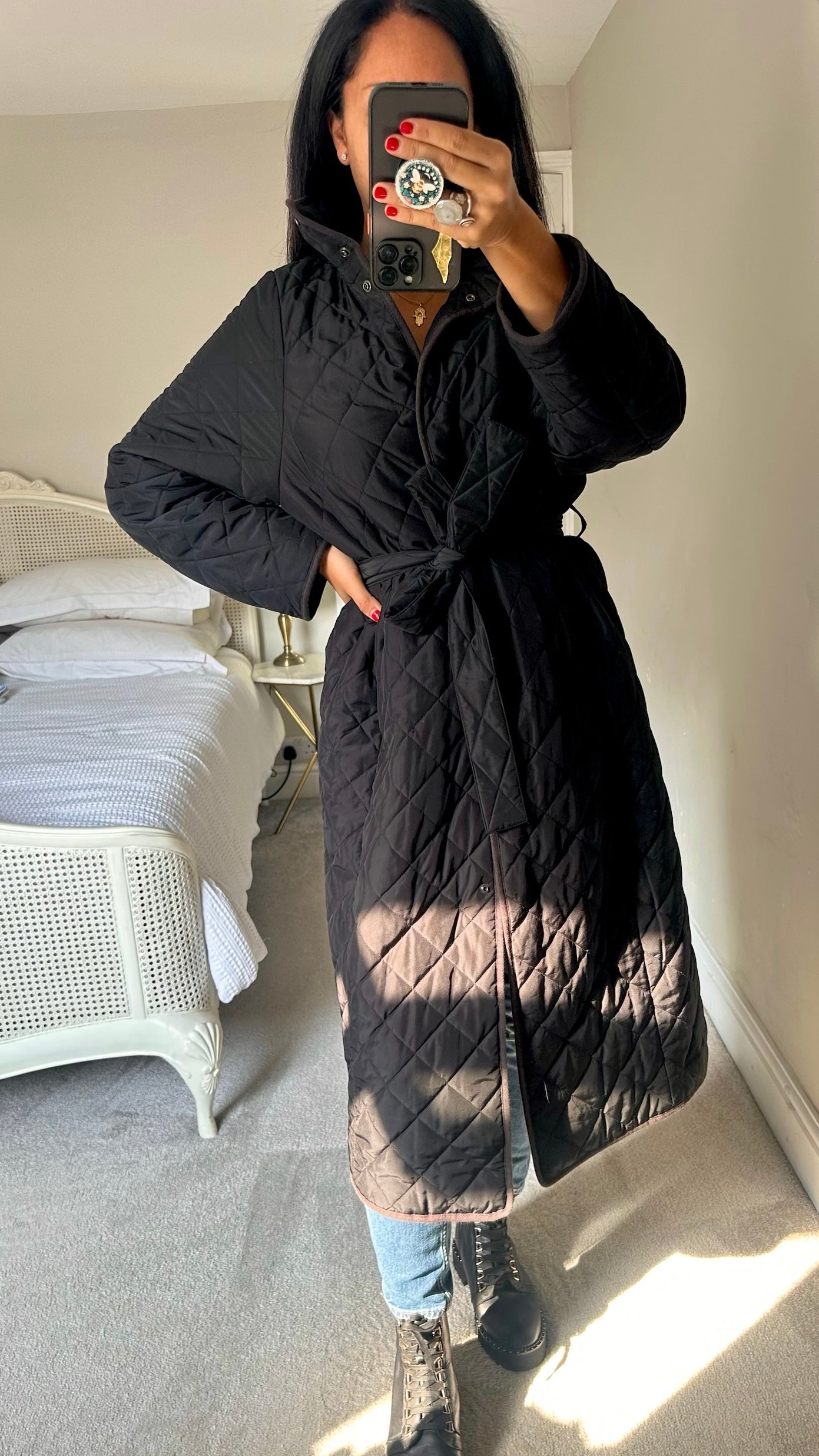 & other stories black square quilted long line sleeping bag coat small UK 8-10 vgc w25