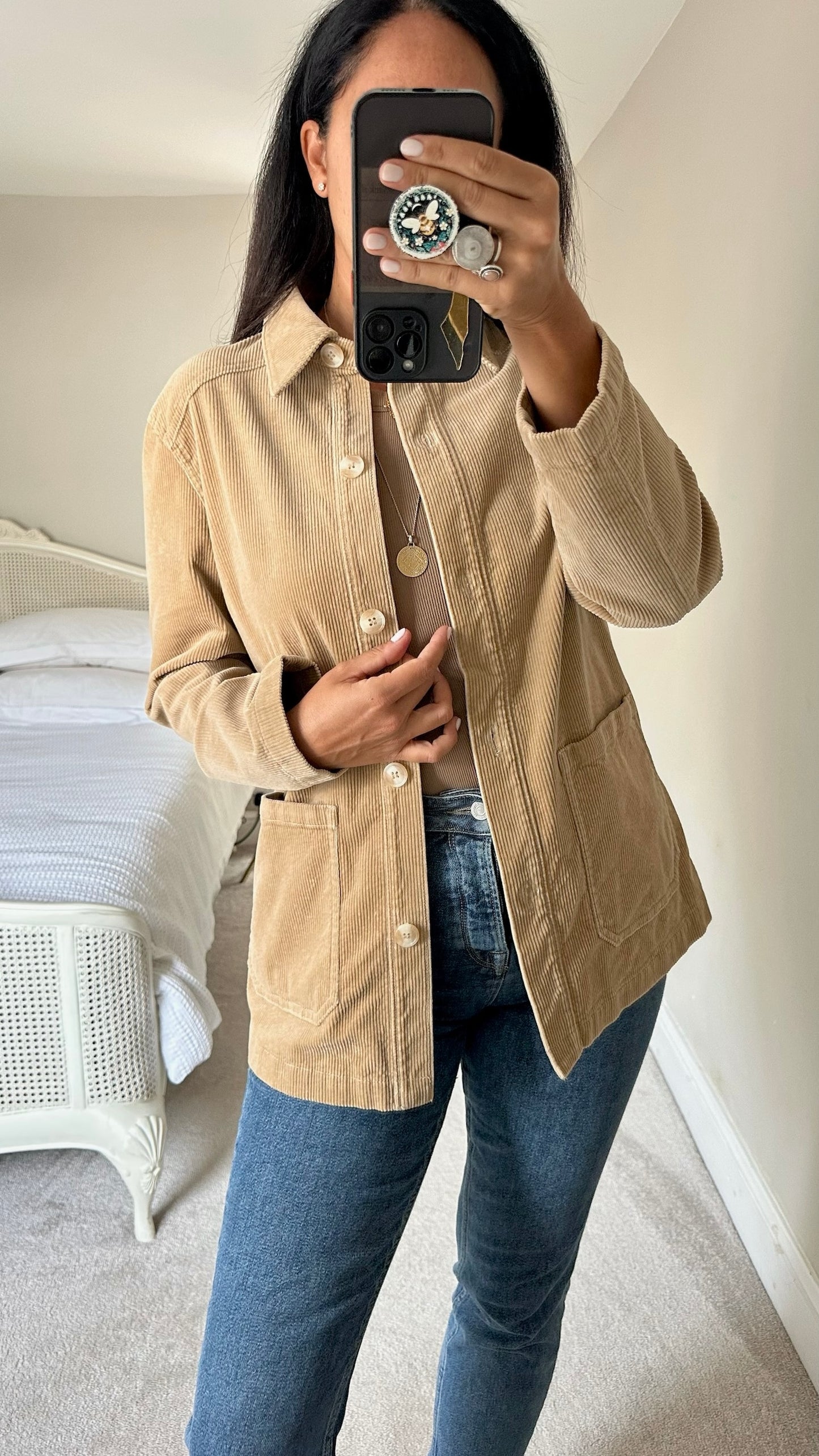 & other stories brown beige corduroy shacket overshirt small UK 8 vgc w25