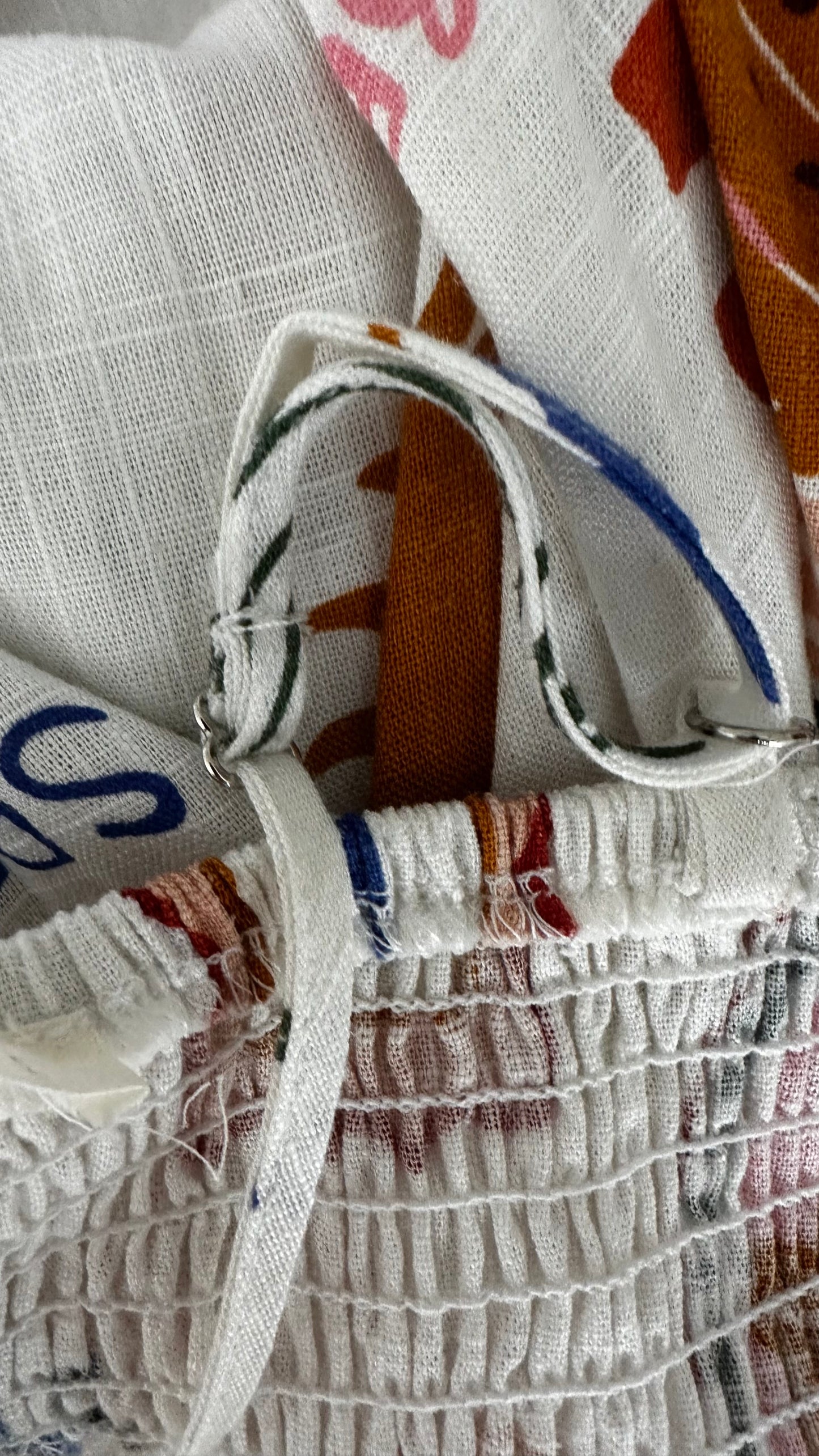 Label of Love white linen maxi dress midi holiday small UK 8-10 Italian fish print