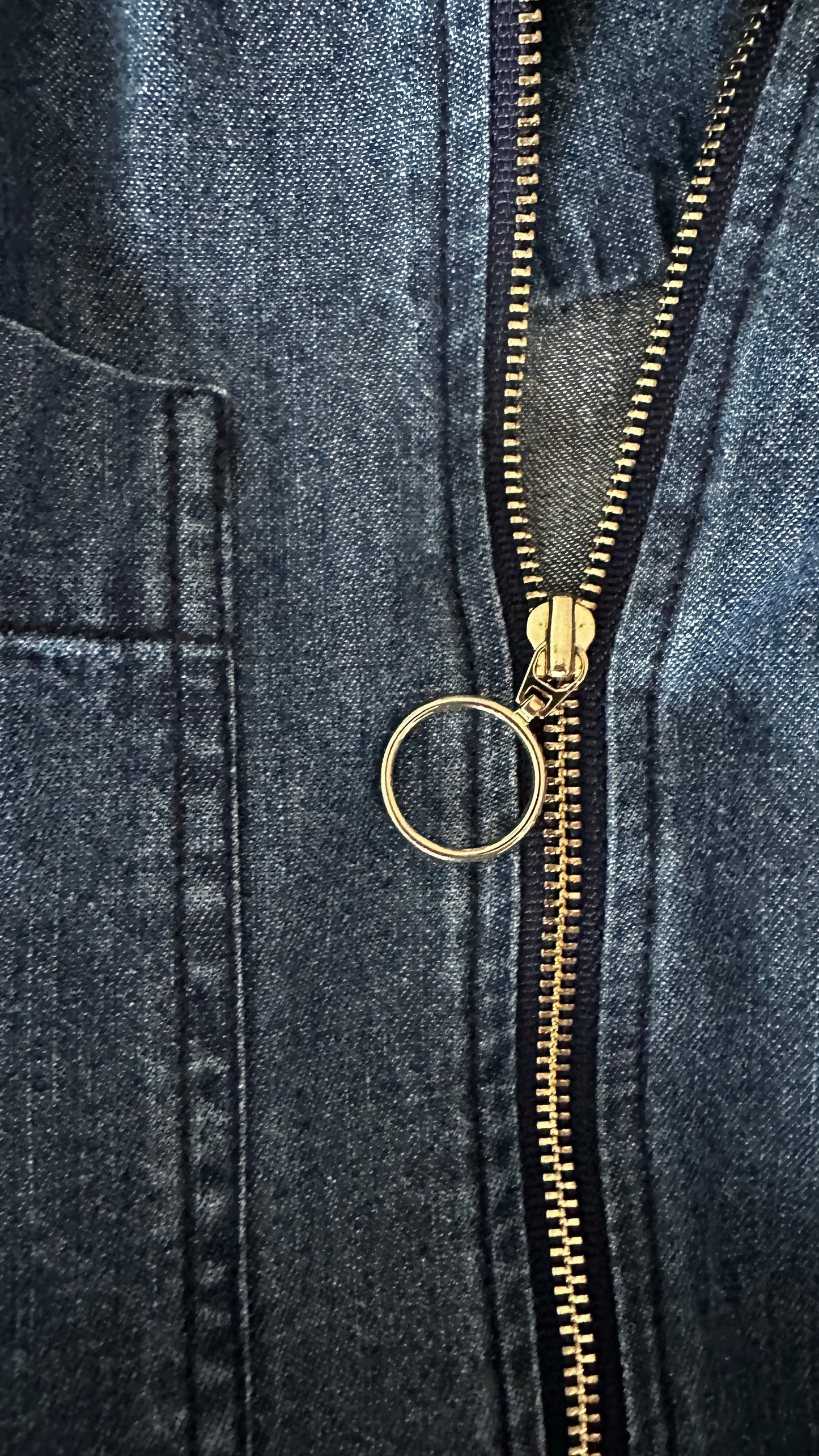 Oliver Bonas navy blue denim jeans jumpsuit playsuit boilersuit medium UK 12-14 vgc