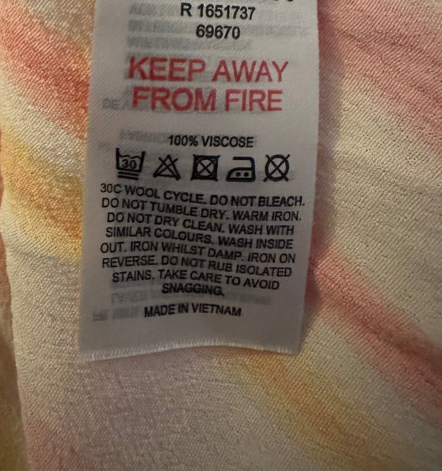 Oliver Bonas white pink orange stripe midi long wedding guest event dress medium UK 14 vgc