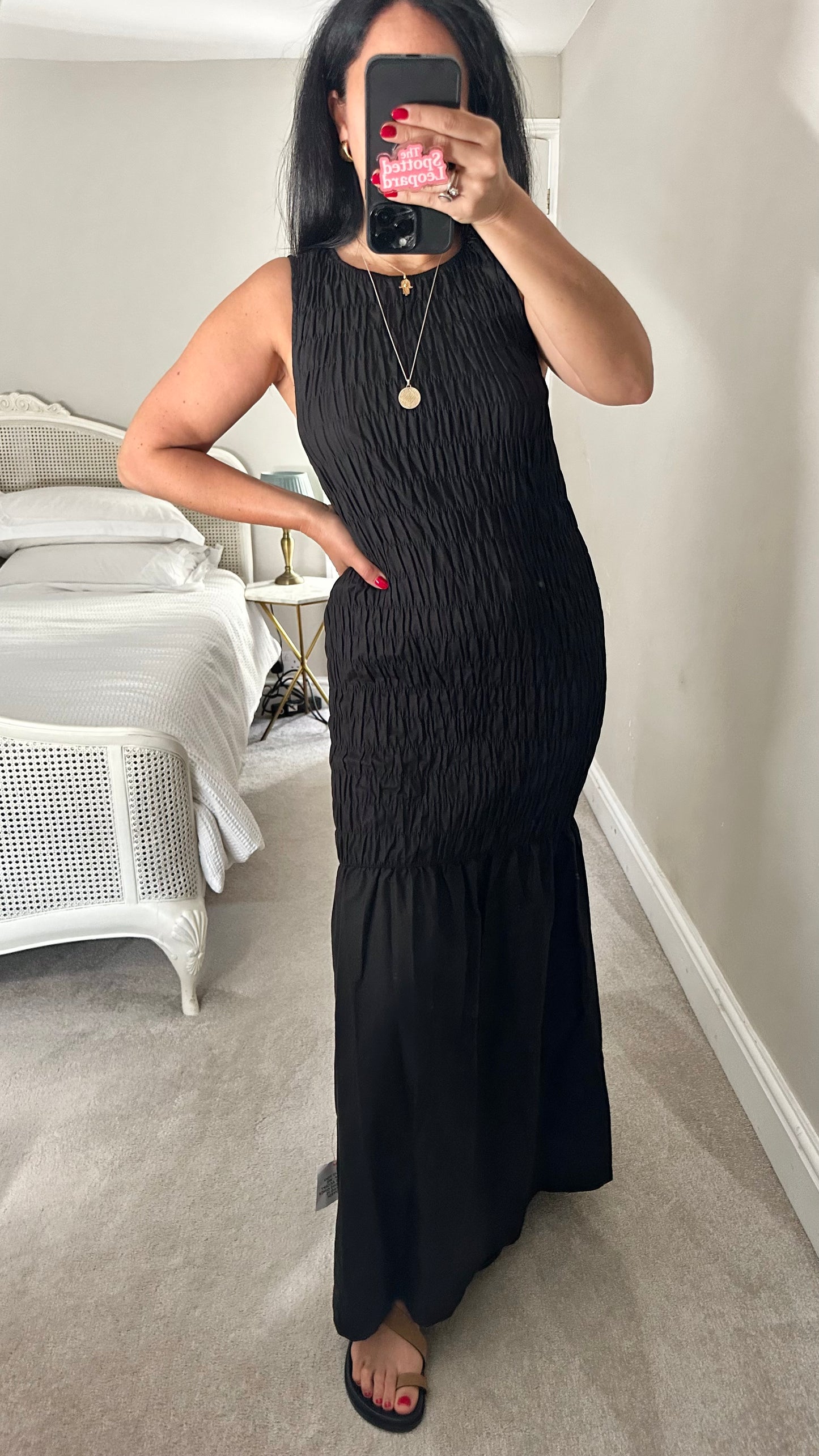 Topshop black cotton maxi dress medium large new bnwt UK 10 12 14
