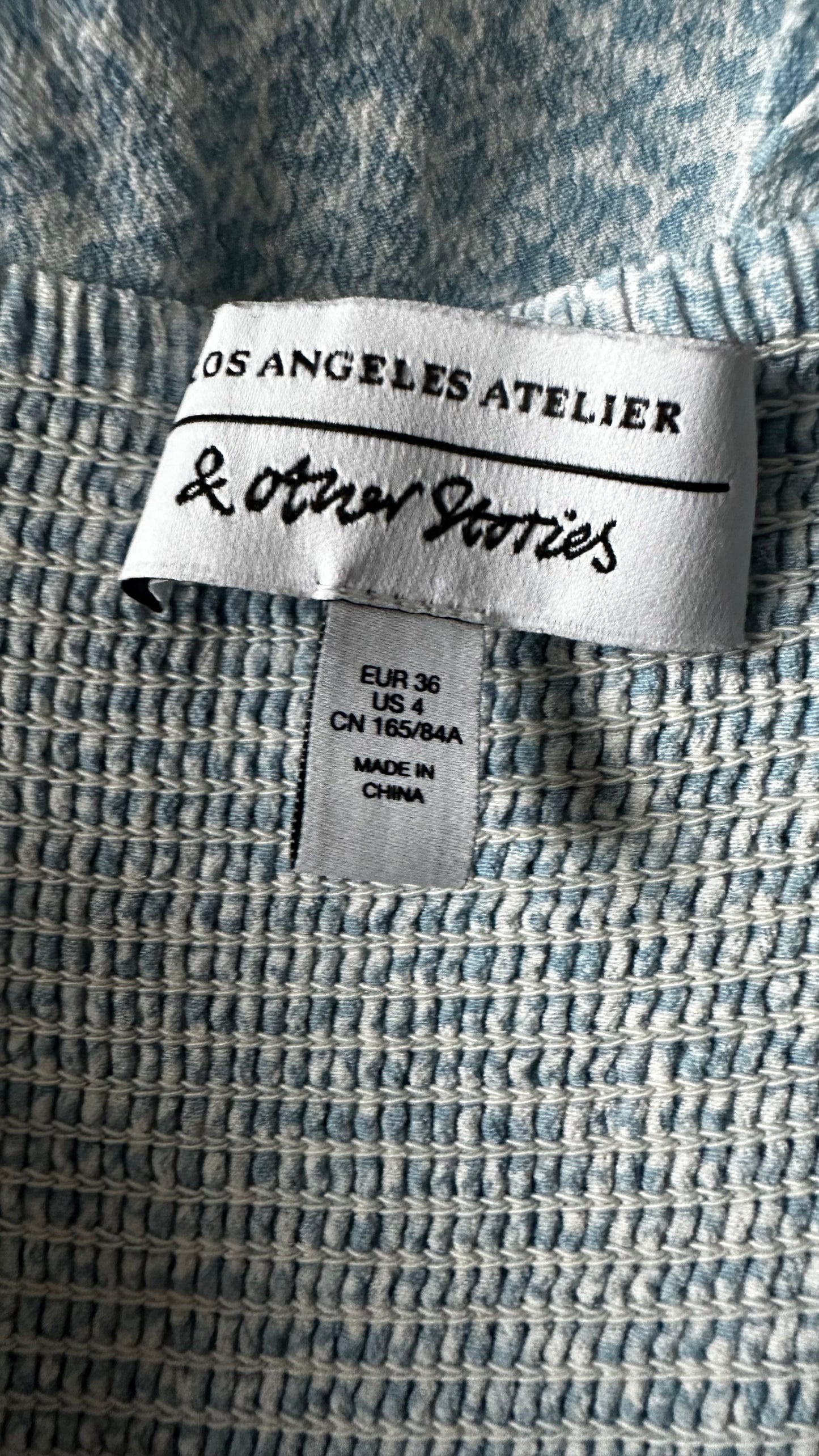 & other stories light blue white floral midi dress small UK 8 vgc