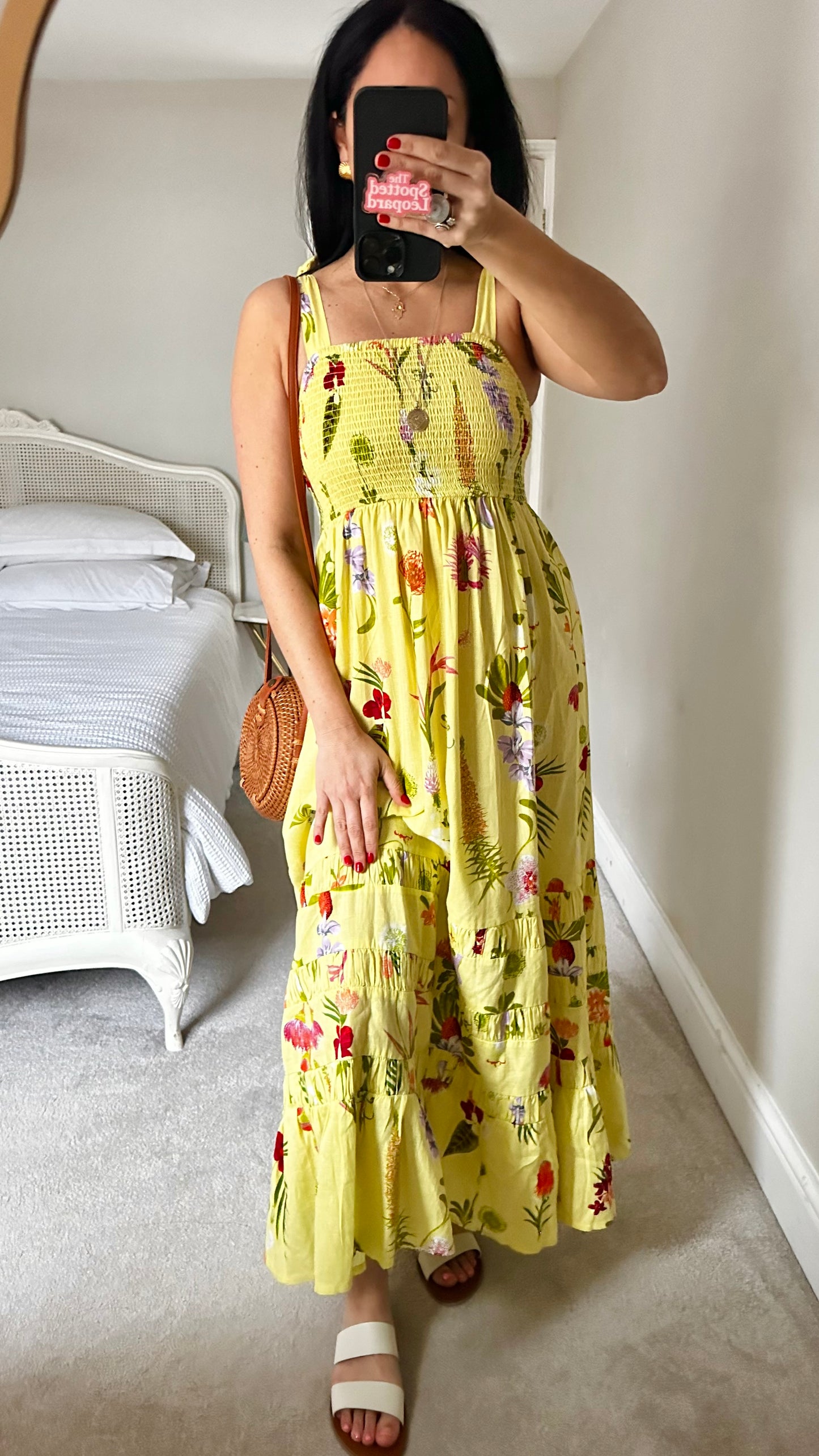 Accessorize yellow lemon maxi tiered holiday linen cotton blend floral long small UK 10 vgc