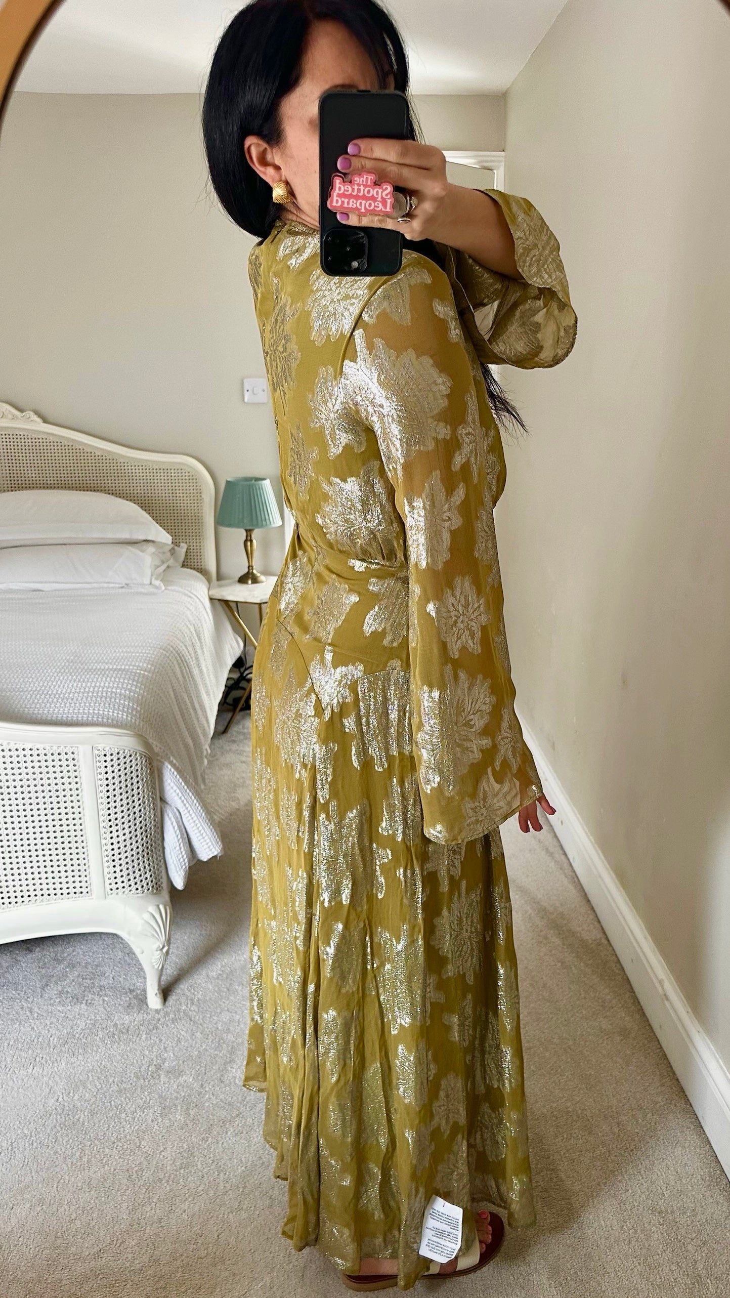 ASOS acid green yellow metallic silver wedding guest event dress small UK 10 vgc