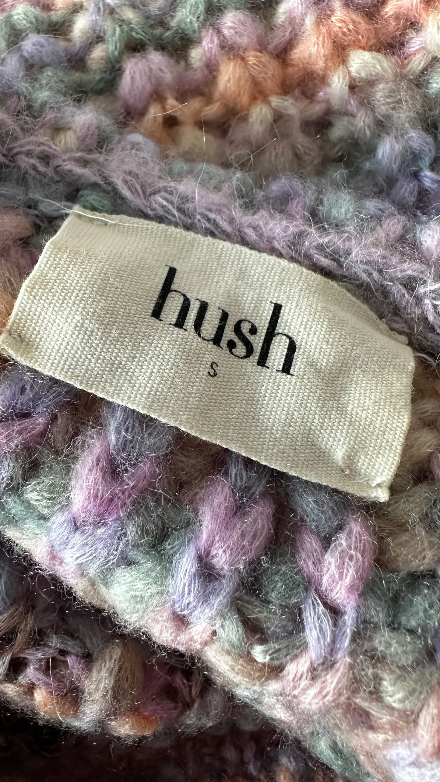 HUSH lilac orange green pink multicolour chunky knit jumper small UK 8-10 vgc XMS25