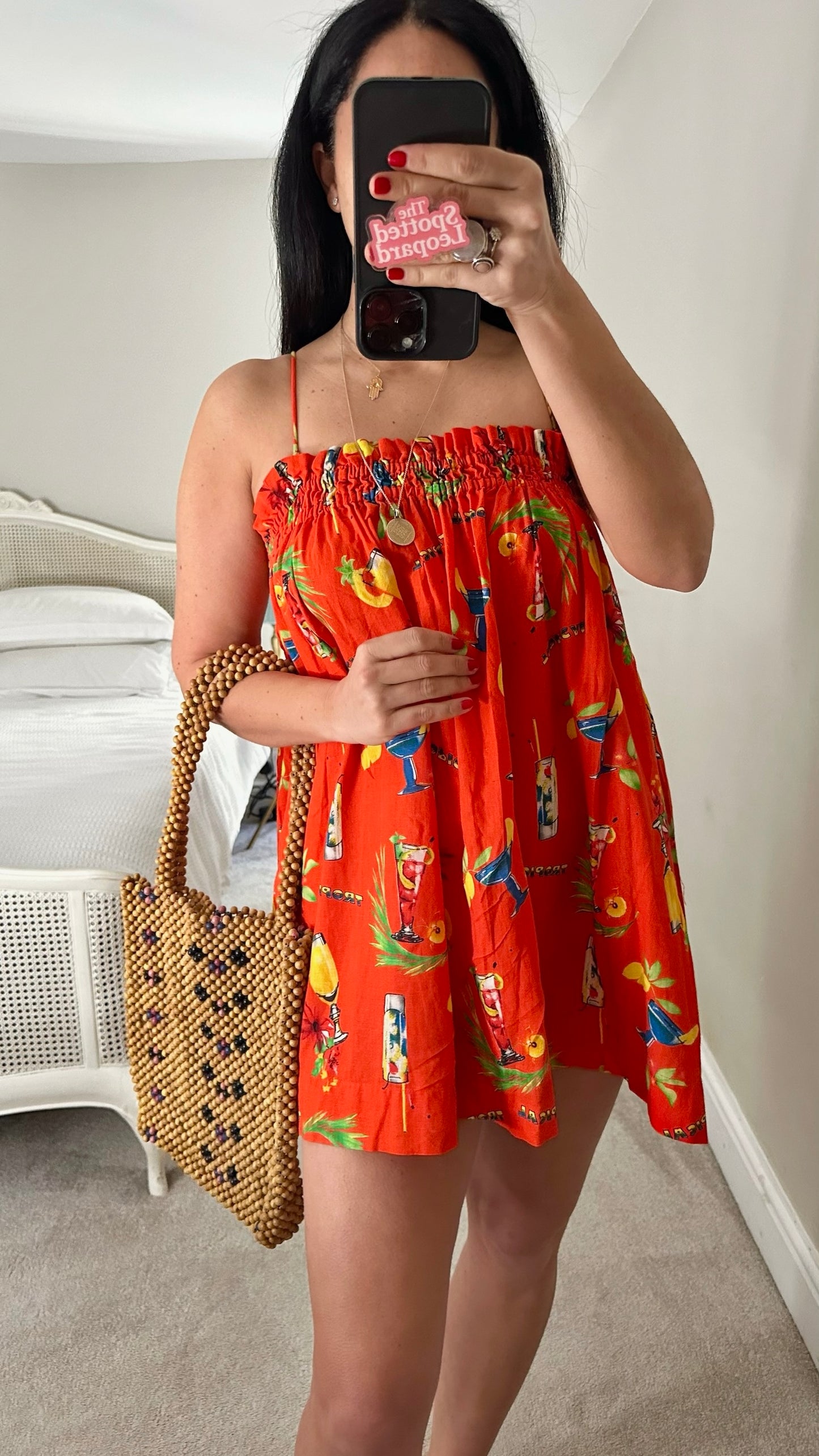 Damson madder red toucan holiday print shift dress petite Small UK 10 excellent used condition
