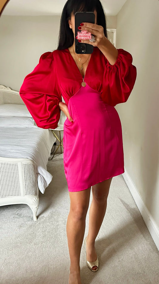Never Fully Dressed red pink mini party christmas dress extra large UK 14 vgc