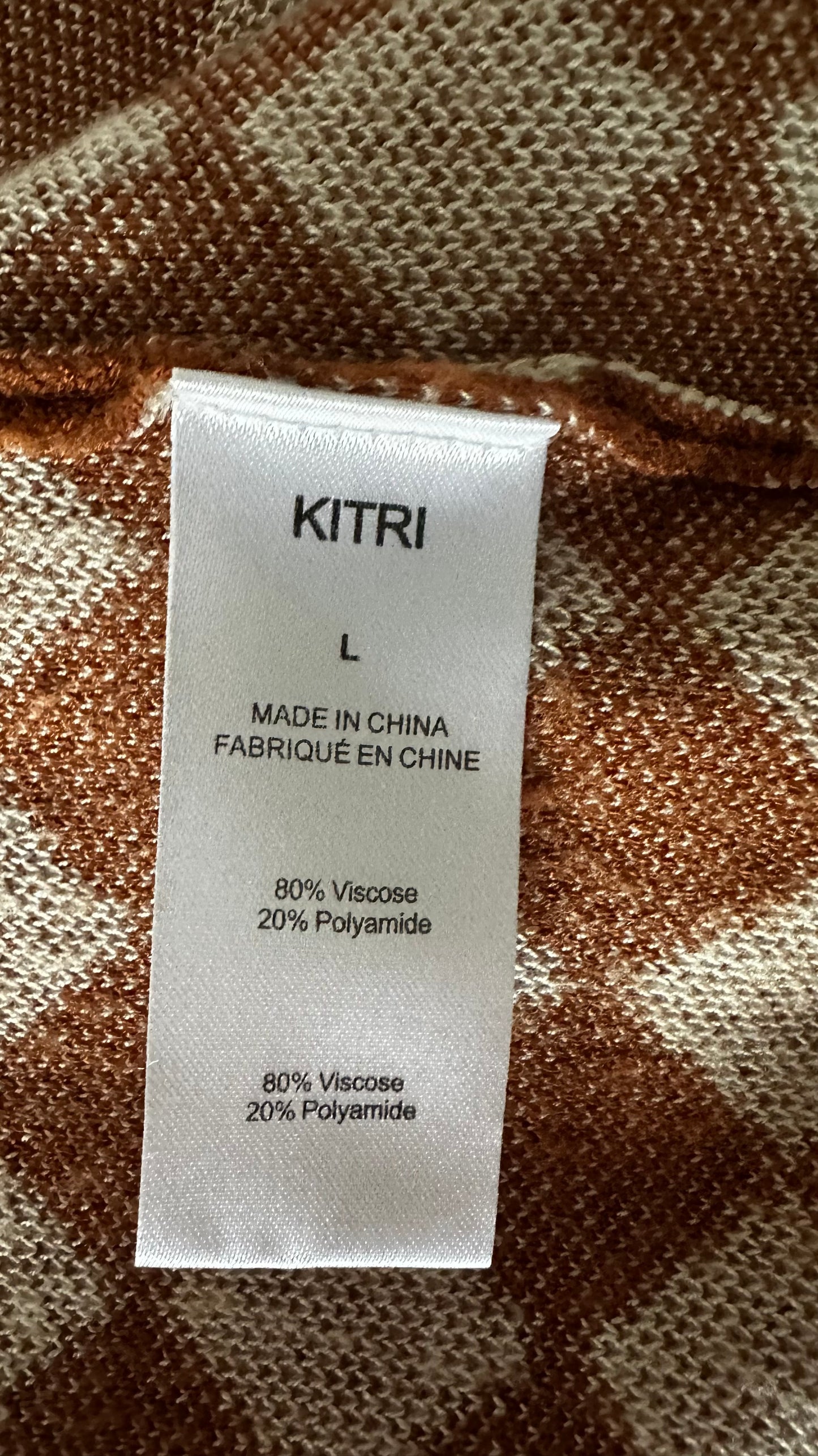 Kitri brown cream checkered midi long dress event large UK 14 vgc