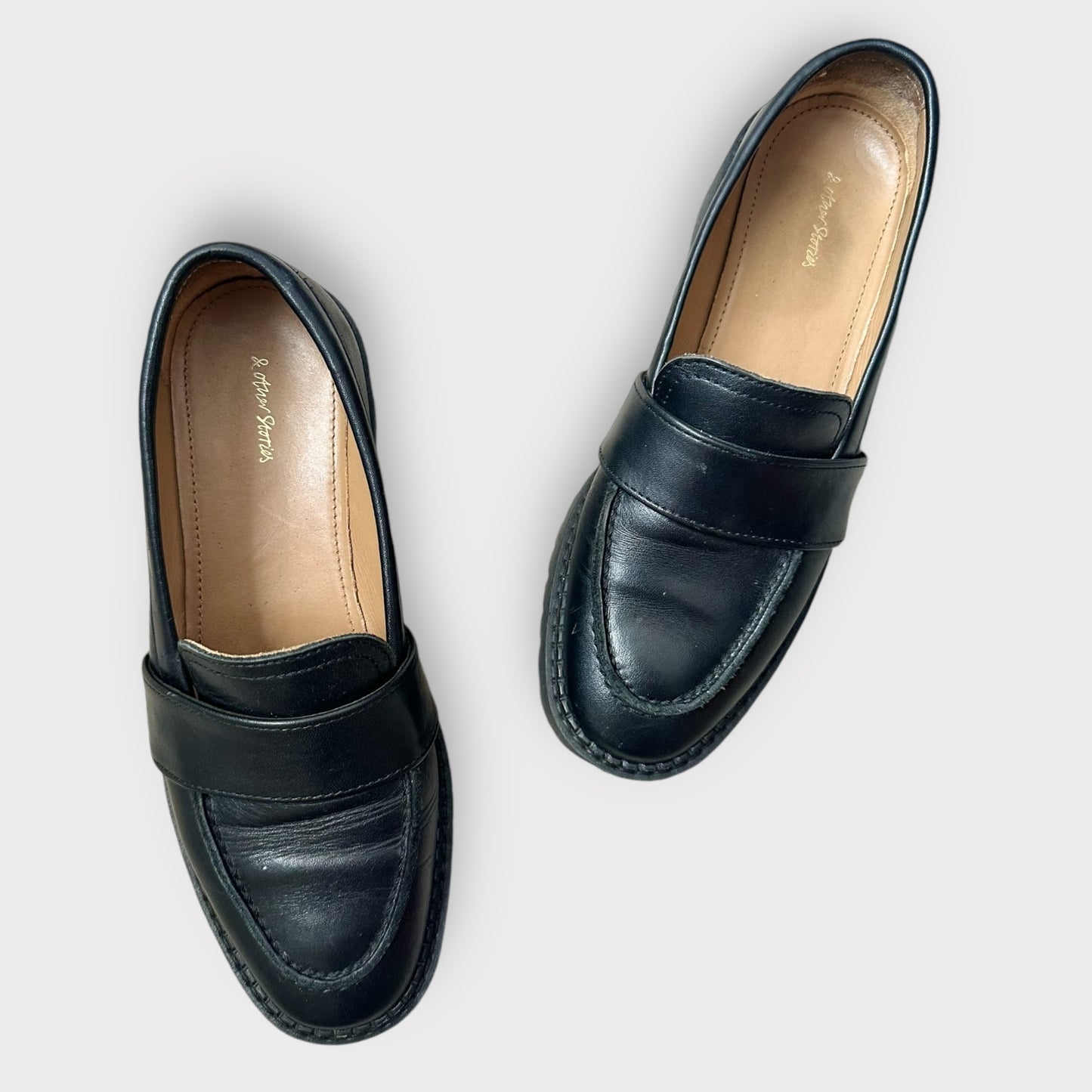 & other stories black leather loafers shoes mules platform brogues UK 4 EU 37