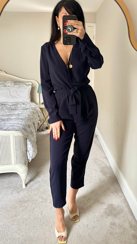 See by Chloe navy blue jumpsuit boiler suit Playsuit medium UK 10 vgc