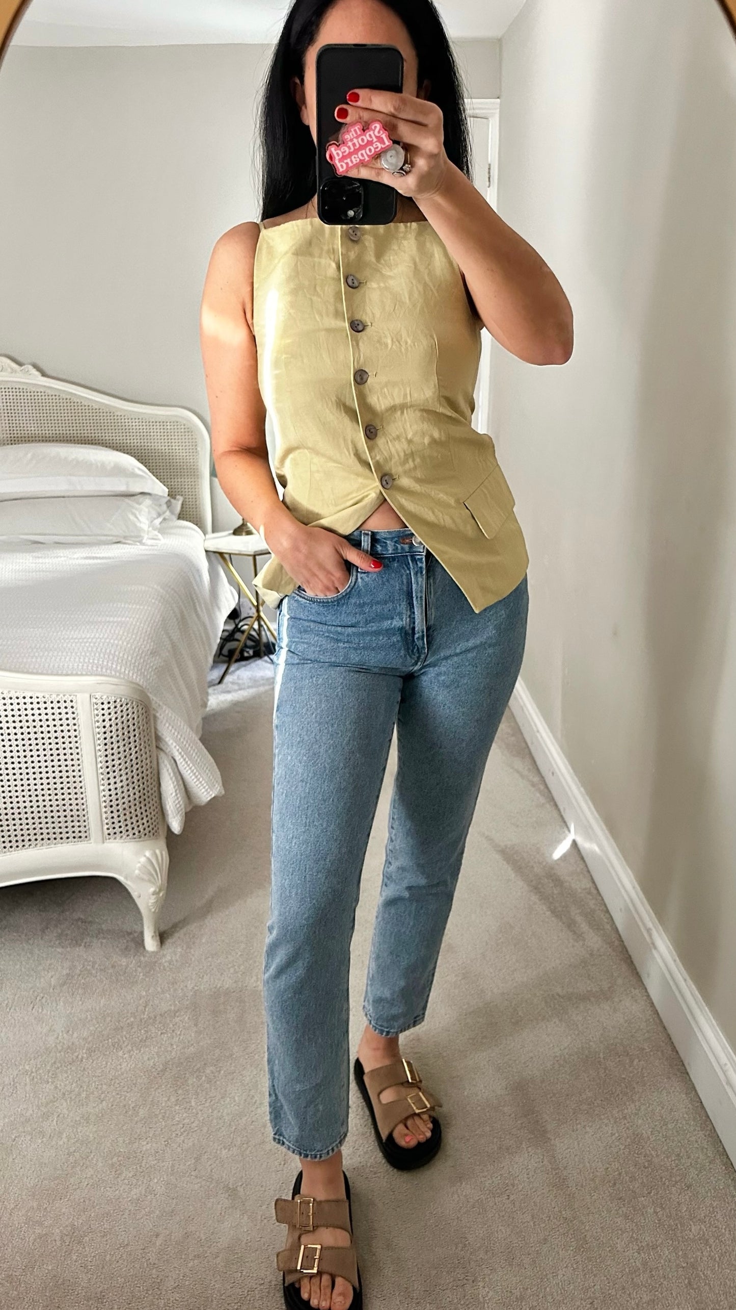 & other stories butter yellow cream button up waist coat top S Small UK 8 excellent used condition