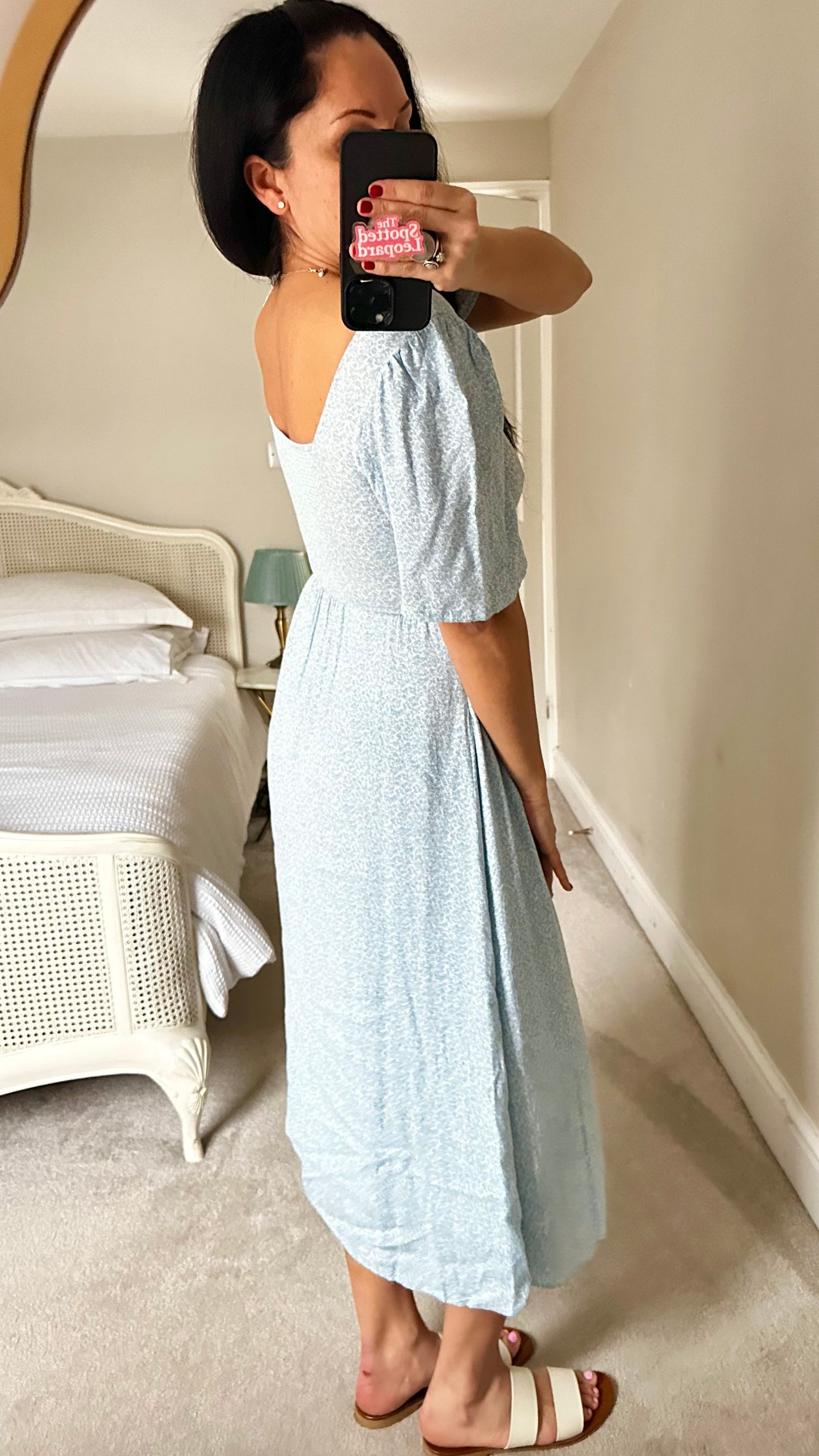 & other stories light blue white floral midi dress small UK 8 vgc