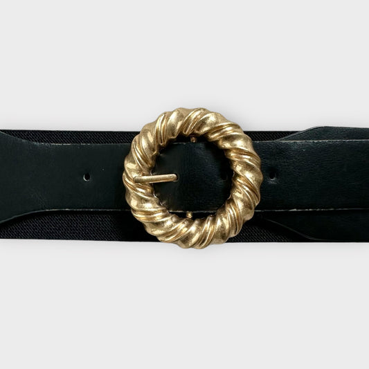 Zara black gold vintage look waist belt stretchy