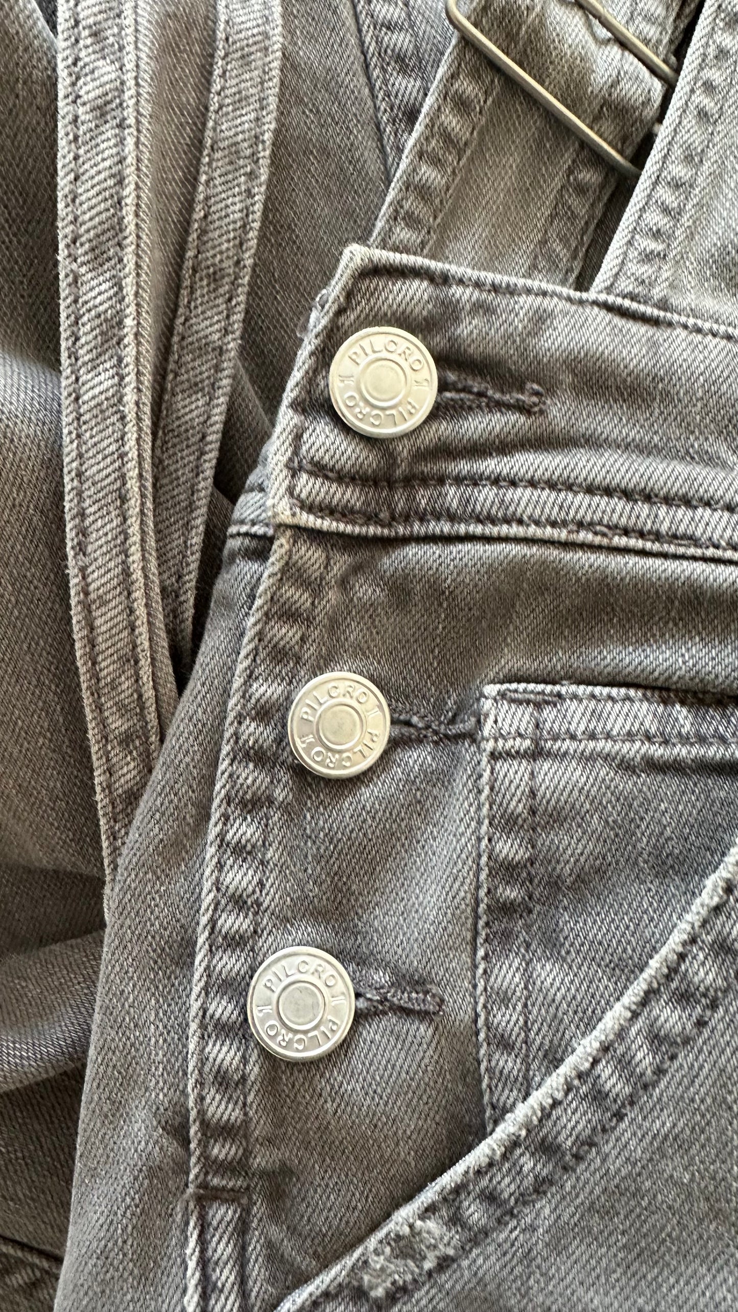 Pilcro @ Anthropologie light grey denim jeans dungarees jumpsuit small medium UK 8 10 vgc