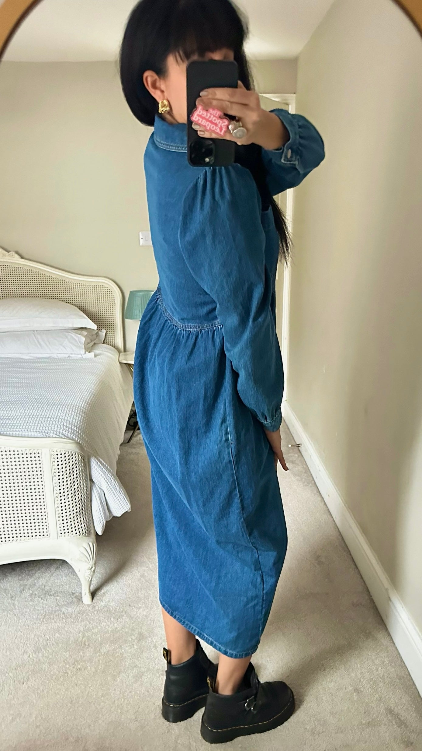 Aligne navy blue denim zip up long midi maxi dress small UK 8 vgc