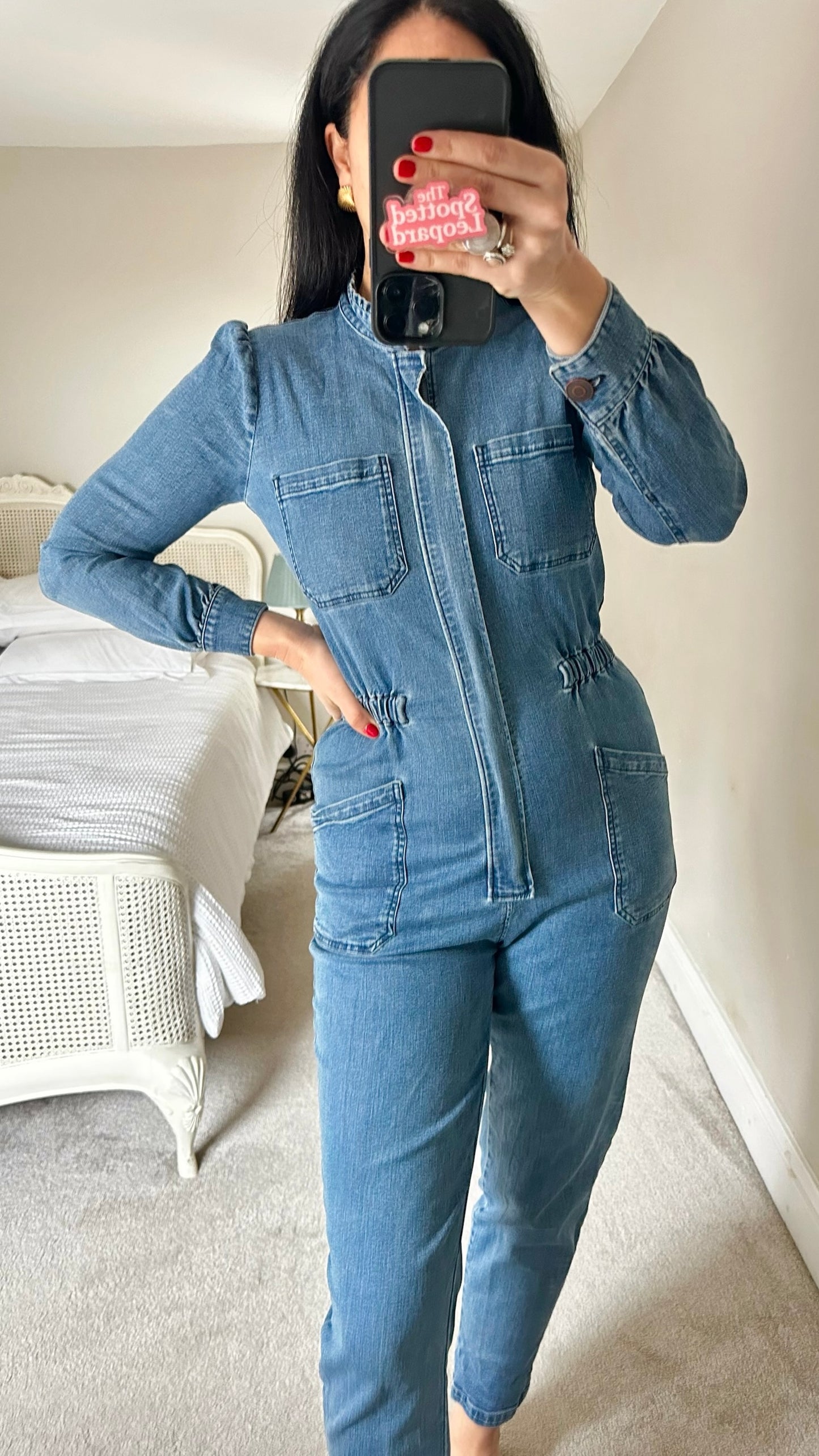 Ba&sh light blue denim jumpsuit boiler suit small UK 8 vgc