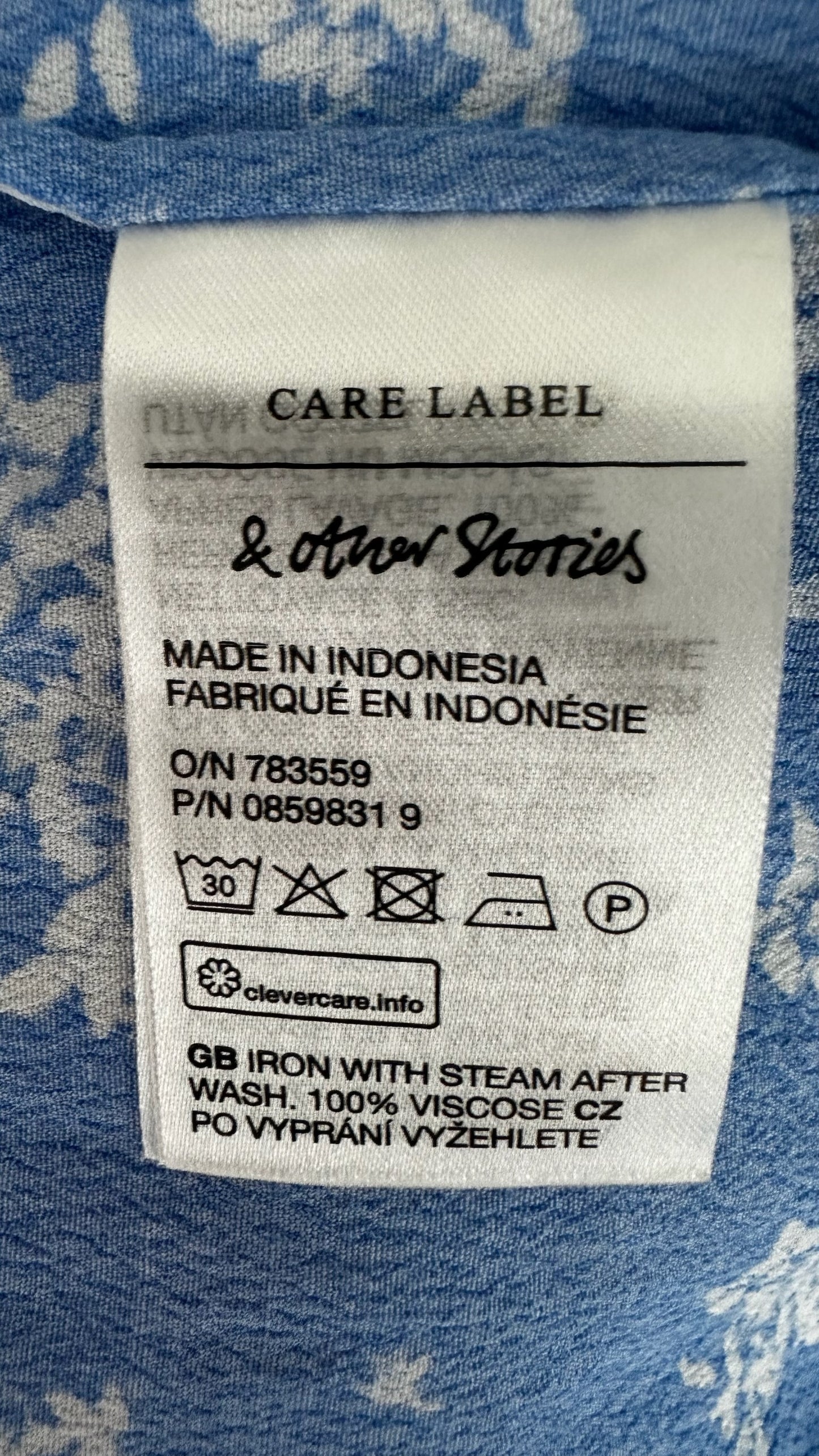 & other stories light blue white floral midi event side split dress medium UK 14 vgc