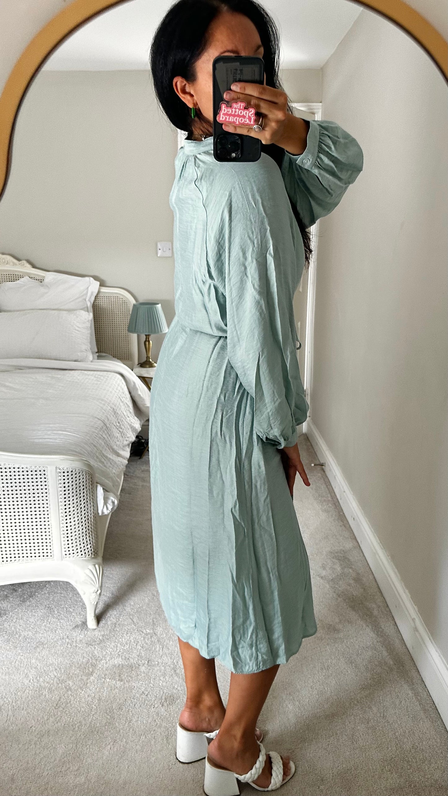 & other stories light blue button up midi shirt dress small medium UK 8 10 12 vgc