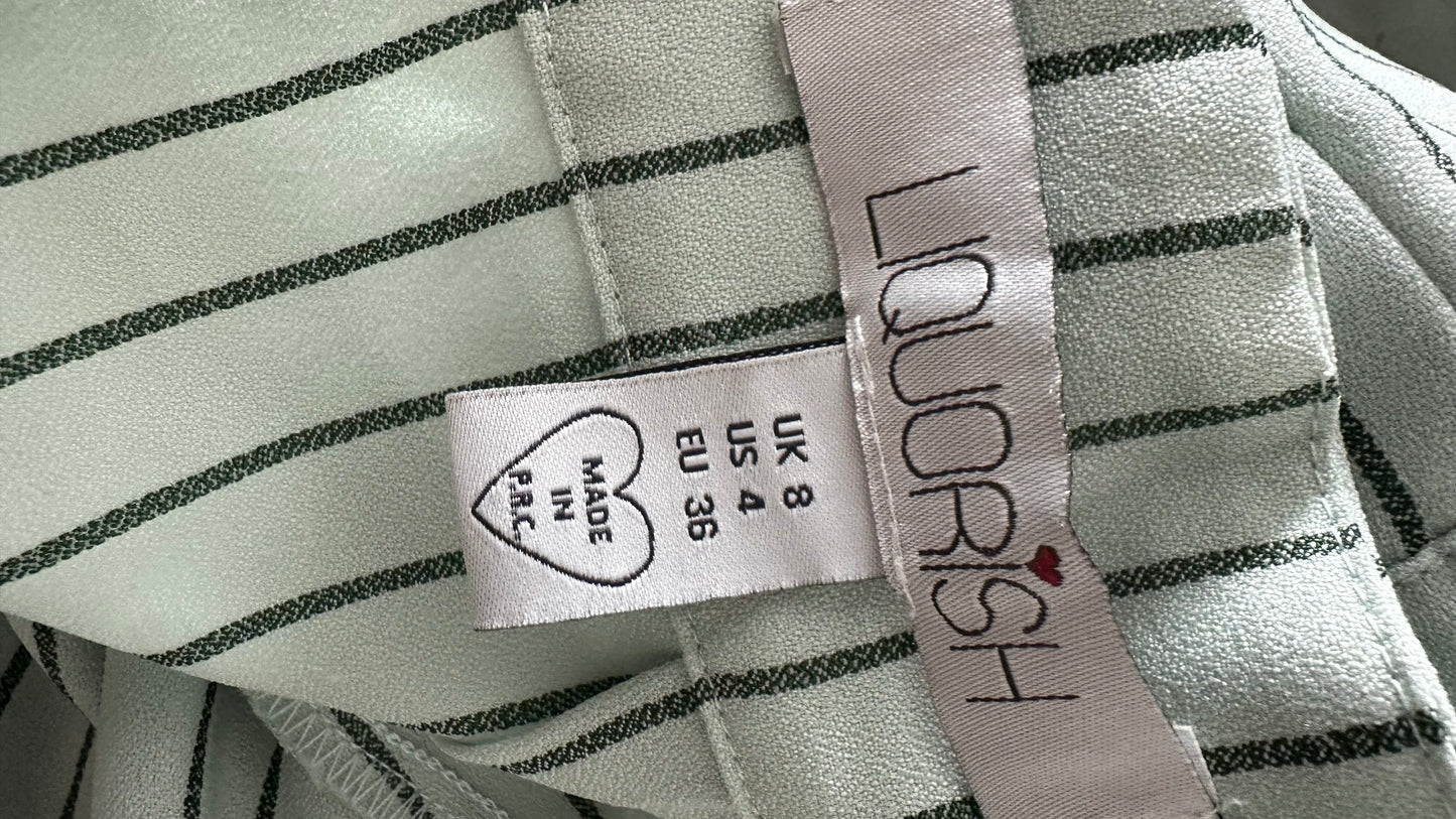 Liquorice mint green pinstripe jumpsuit trousersuit small UK 8 vgc