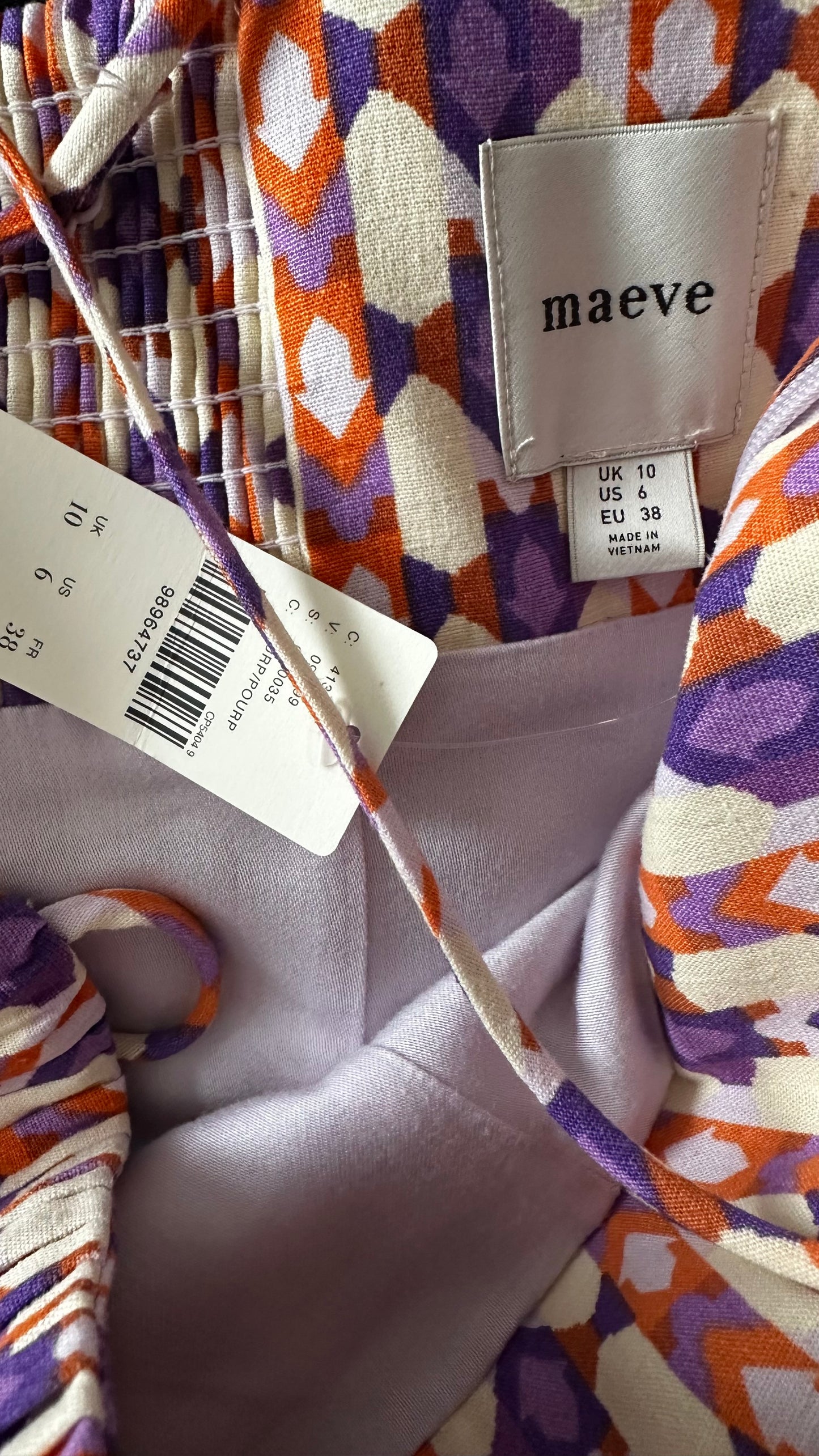 Maeve @ Anthropologie lilac orange Aztec print mini petite linen cotton new bnwt holiday