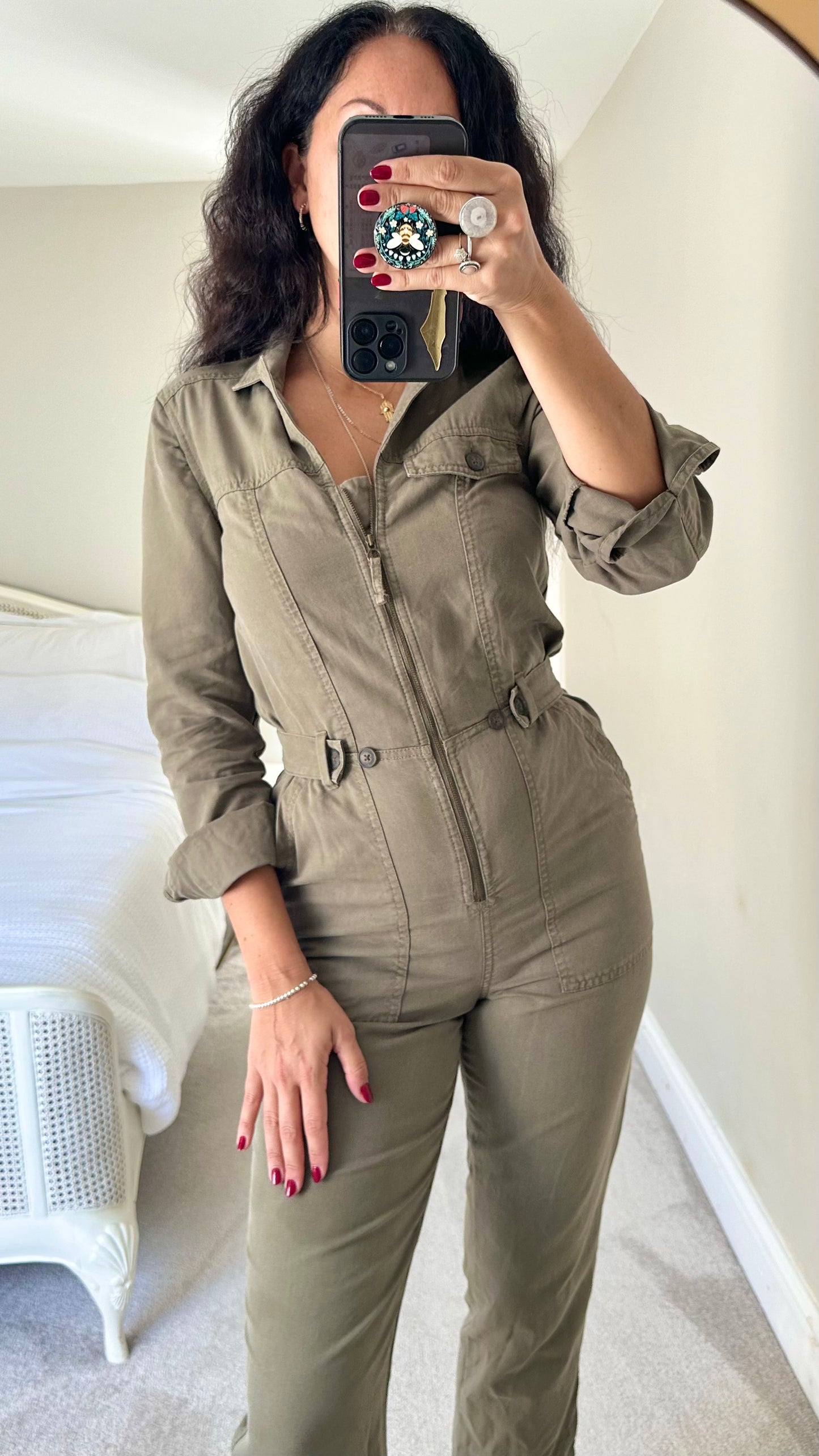 & other stories khaki green boiler suit jumpsuit small UK 8 vgc