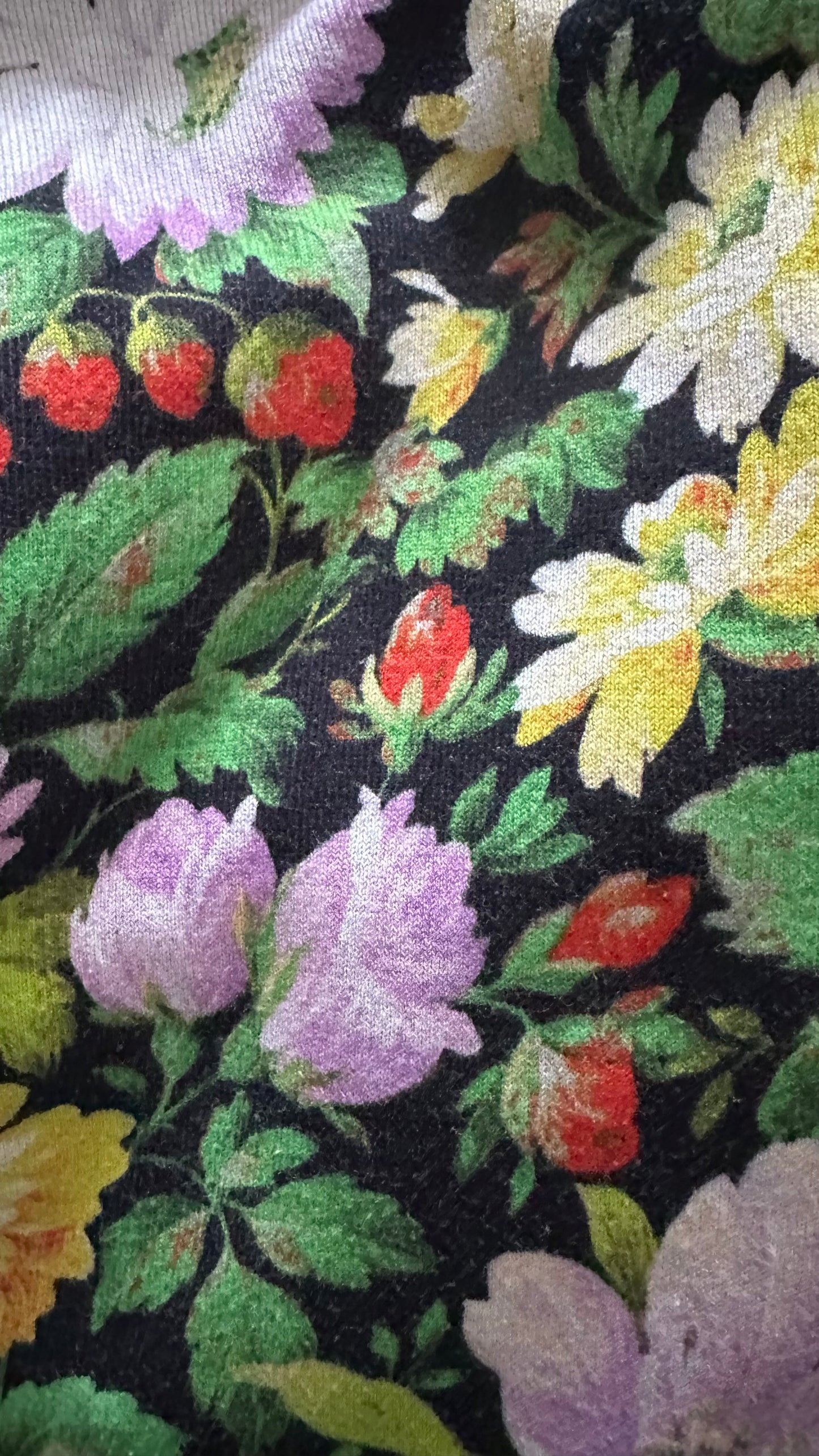 & other stories black floral strawberries knitted jumper large UK 12 14 vgc