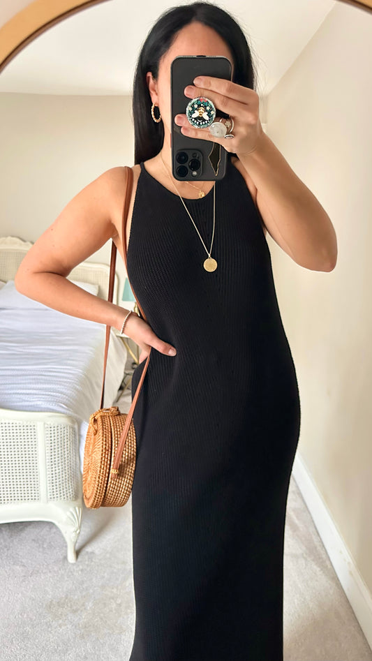 Selected Femme @ Anthropologie black knitted maxi long dress extra large UK 12-14 vgc