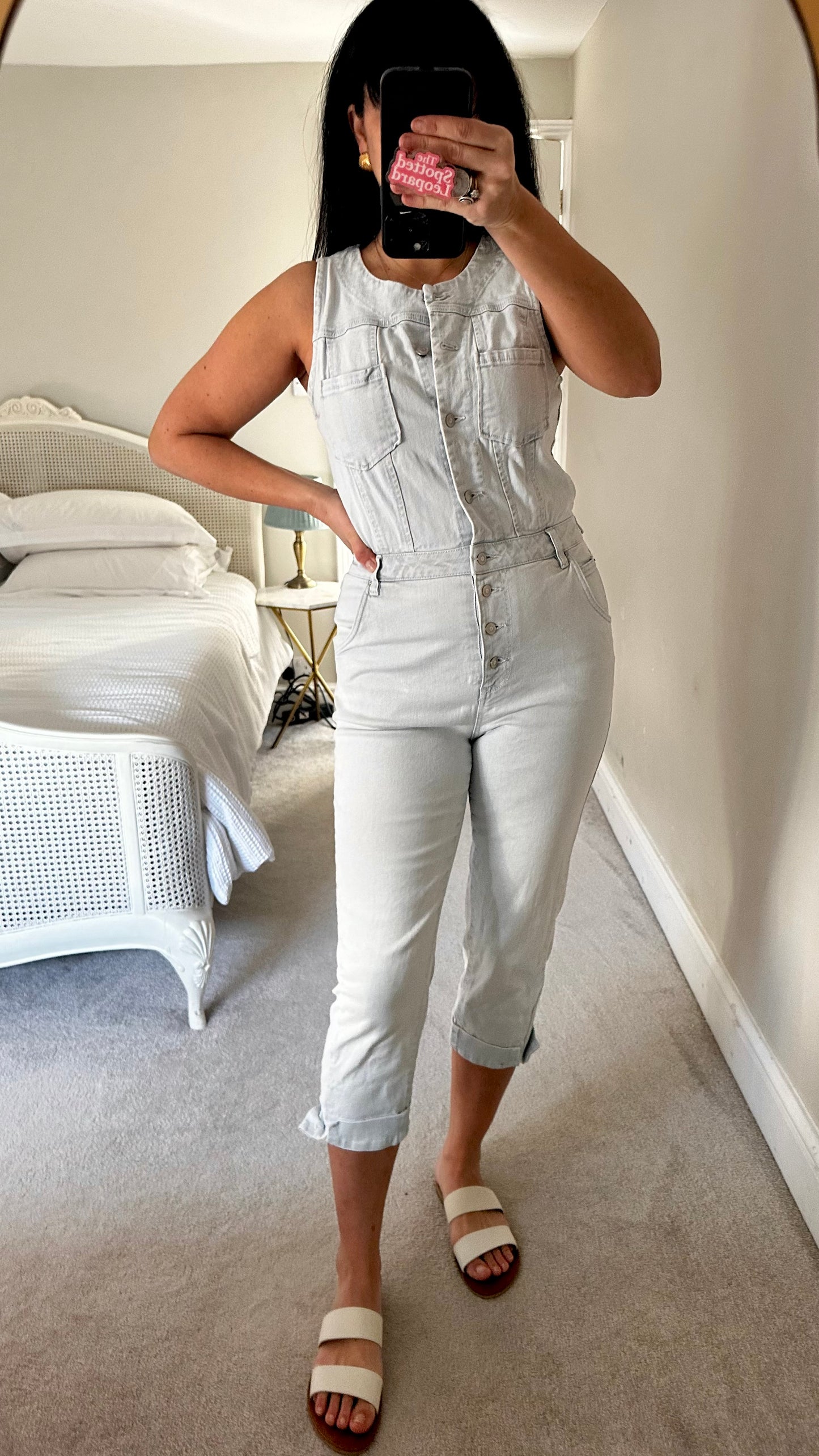 La Redoute light blue denim jumpsuit boilersuit playsuit small UK 8 vgc petite