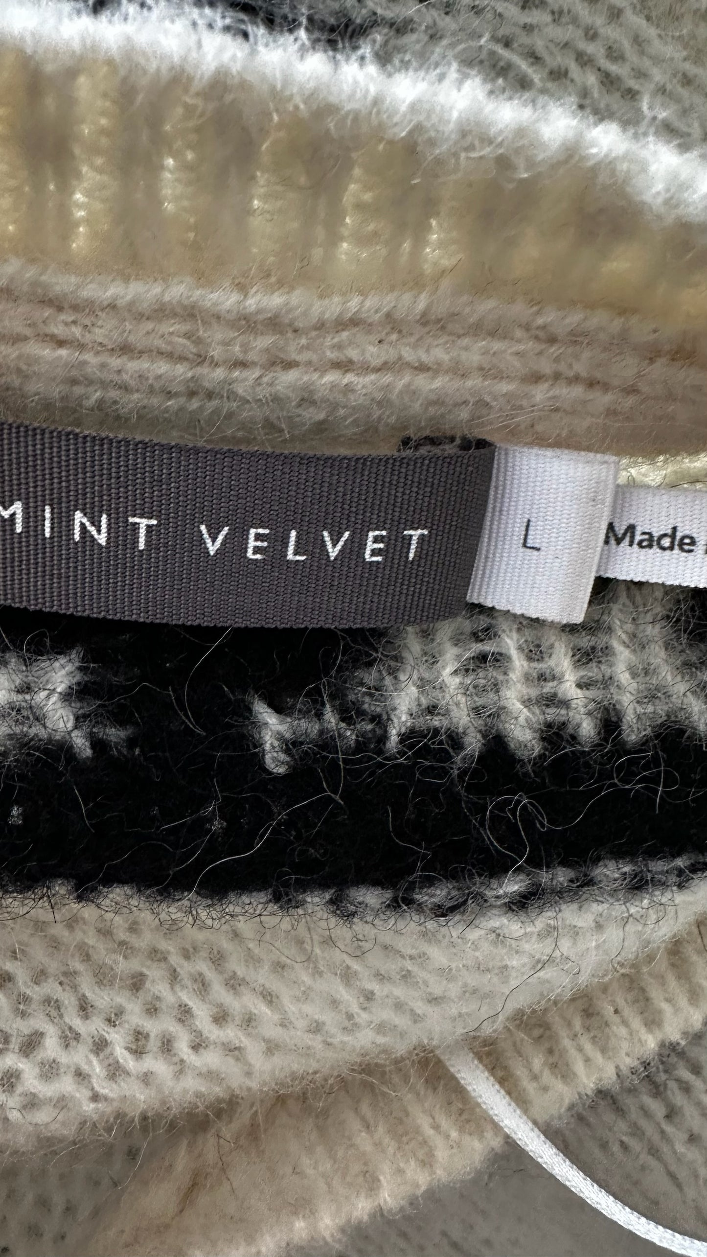 Mint velvet black white alpaca blend stripe jumper extra large UK 14 vgc