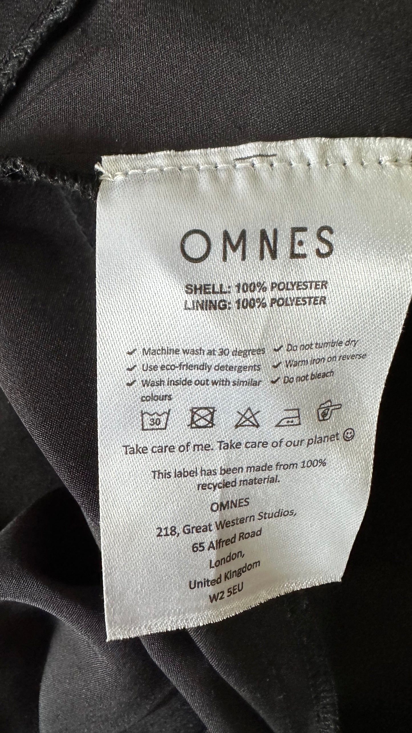 Omnes black one shoulder midi long dress small UK 8 vgc event