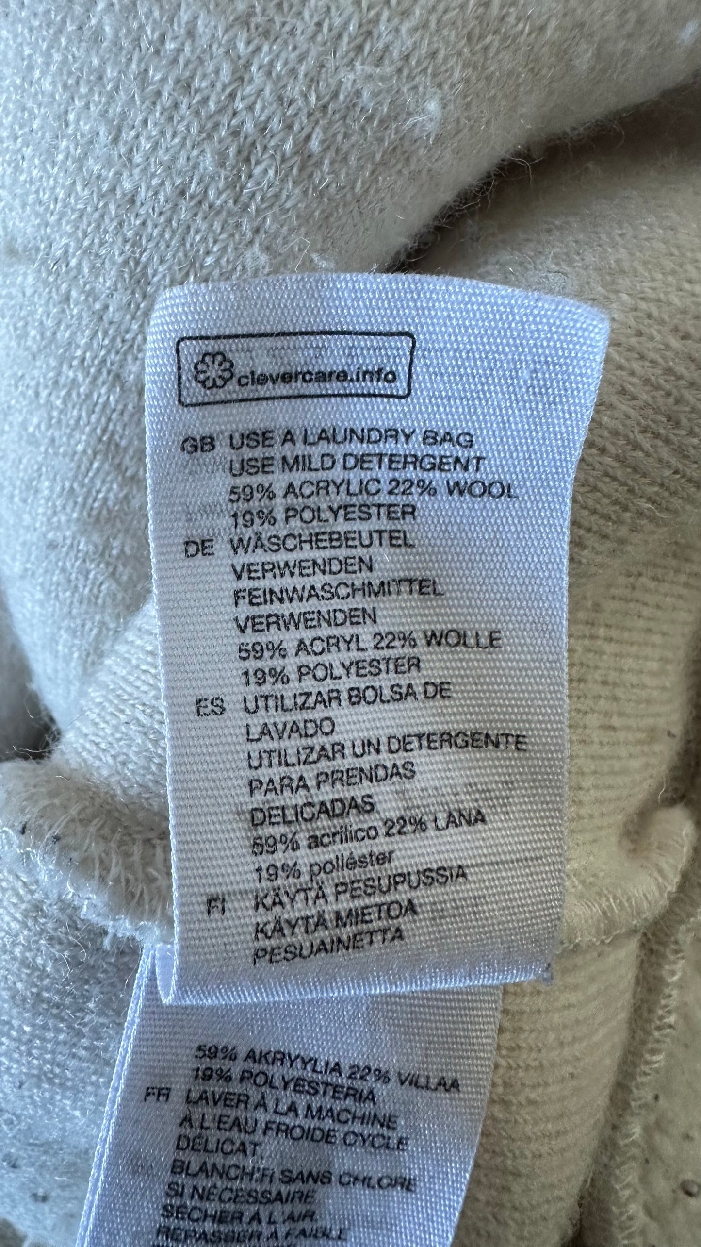 & other stories cream white teddy fleece jumper top jacket small UK 8 vgc casual w25