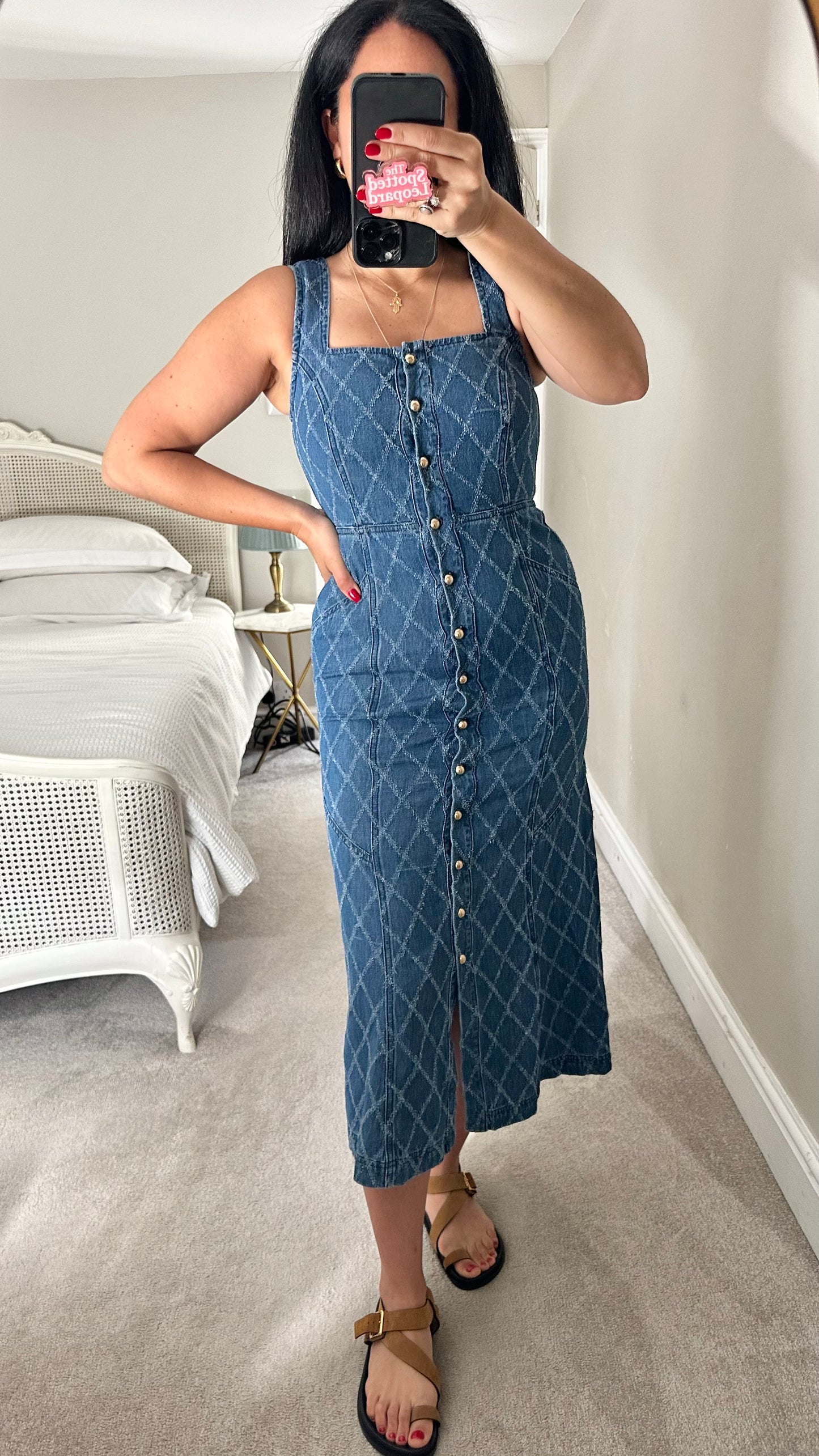 Mint Velvet blue denim jeans midi button up dress small UK 8 vgc