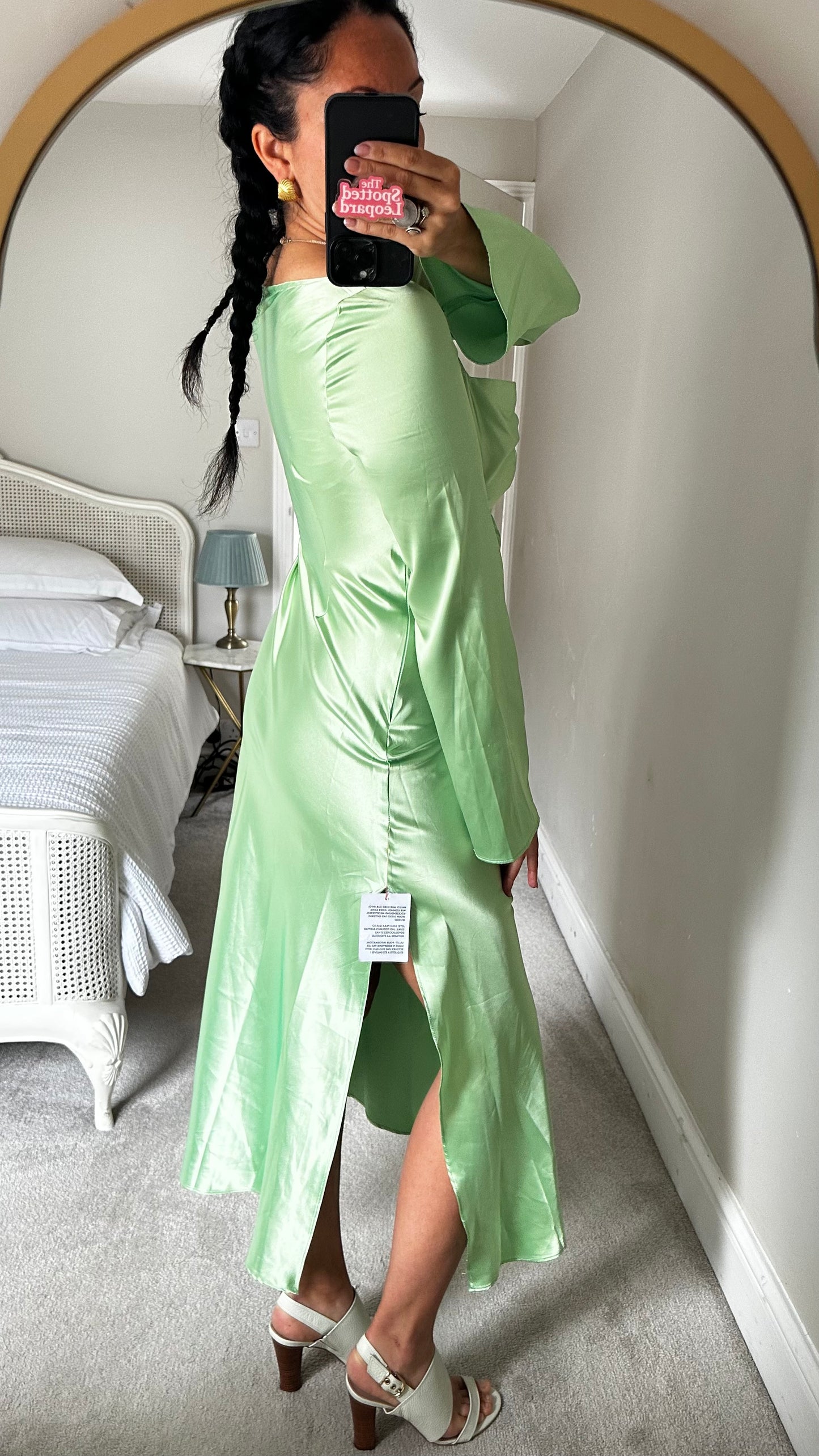 ASOS light mint green satin cut out midi long dress event new bnwt